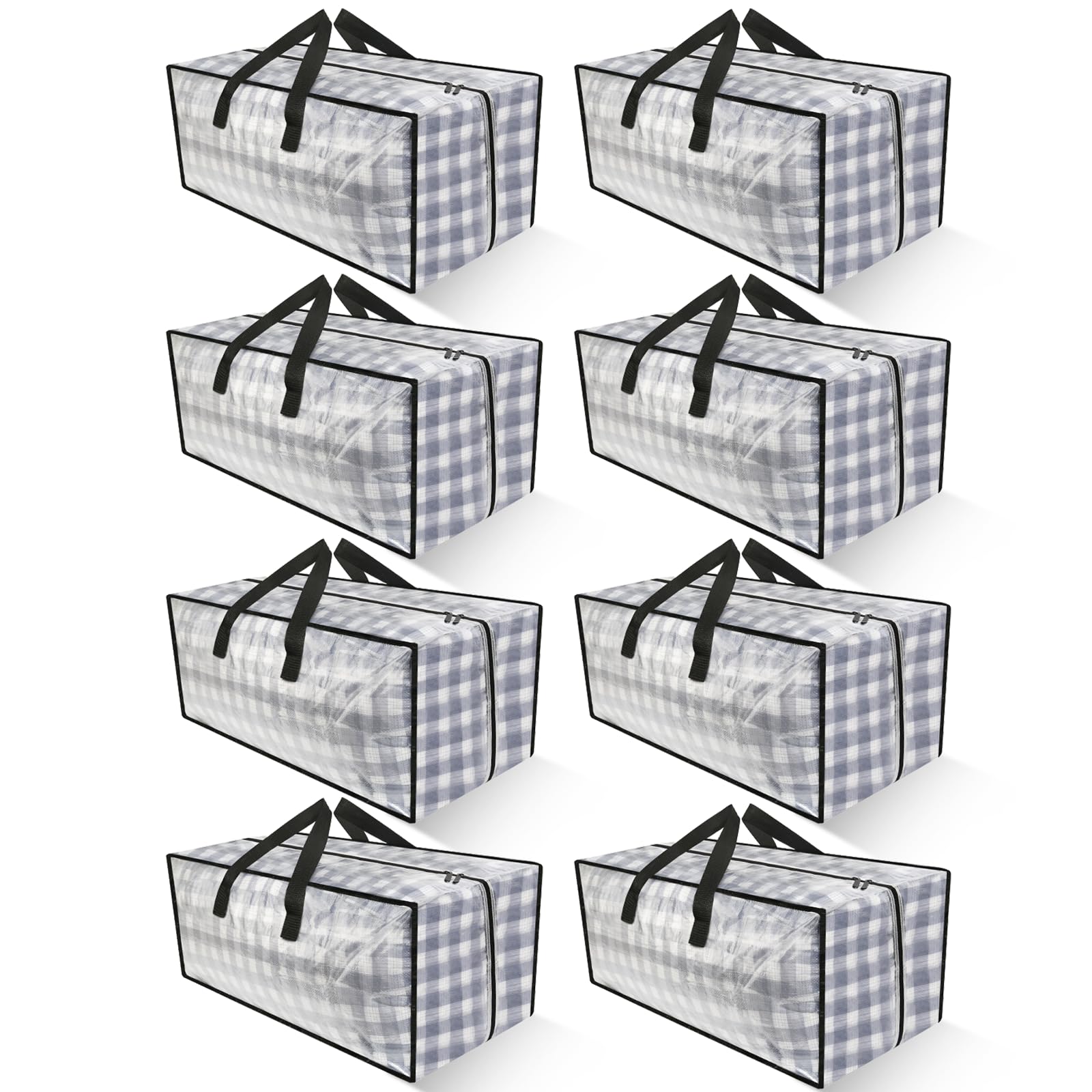 Clear Storage Bags With Zipper, 8 Pack Large Moving Bags Heavy Duty Extra Large, Plastic Storage Totes For Clothes, College Dorm