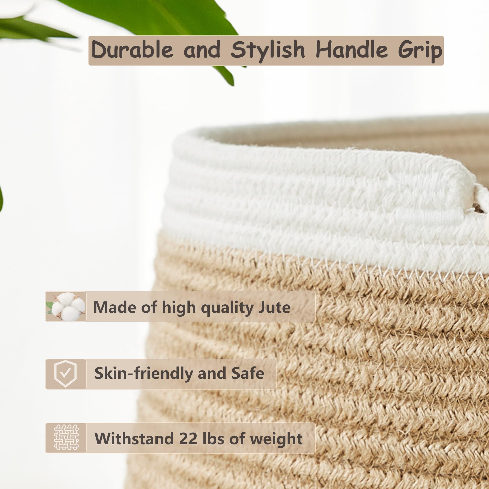 90L Large Woven Laundry Hamper Jute Rope Laundry Basket For Clothes Boho Tall Wicker Blanket Basket In Living Room Bedroom Baby