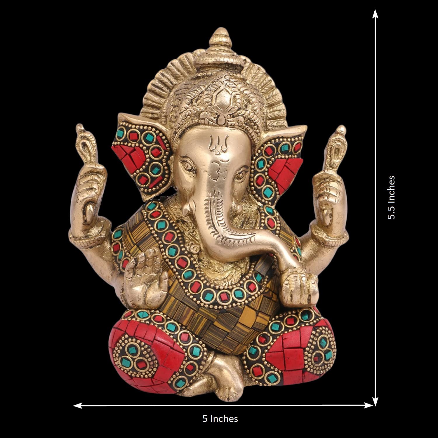 Artvarko Brass Lord Ganesha Brass Statue God Ganesh Bhagwan Ganpati Sitting Idol Sculpture Home Dcor Murti. 5.5 Inch