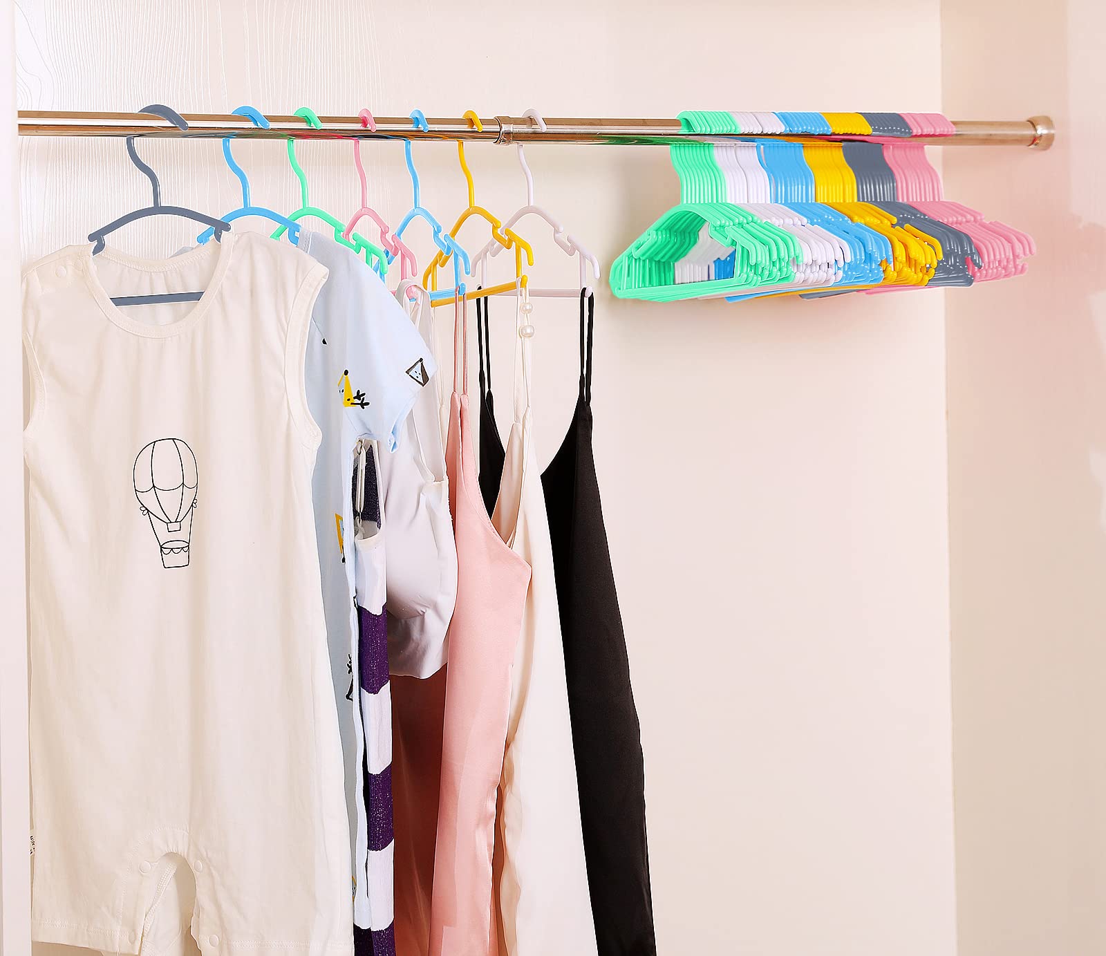 Viibase 50 Pack White Baby Nursery Closet Hangers, Anti-Slip Laundry Infant Pant Hanger For Newborn Clothes Gift, Ultra-Thin Pla