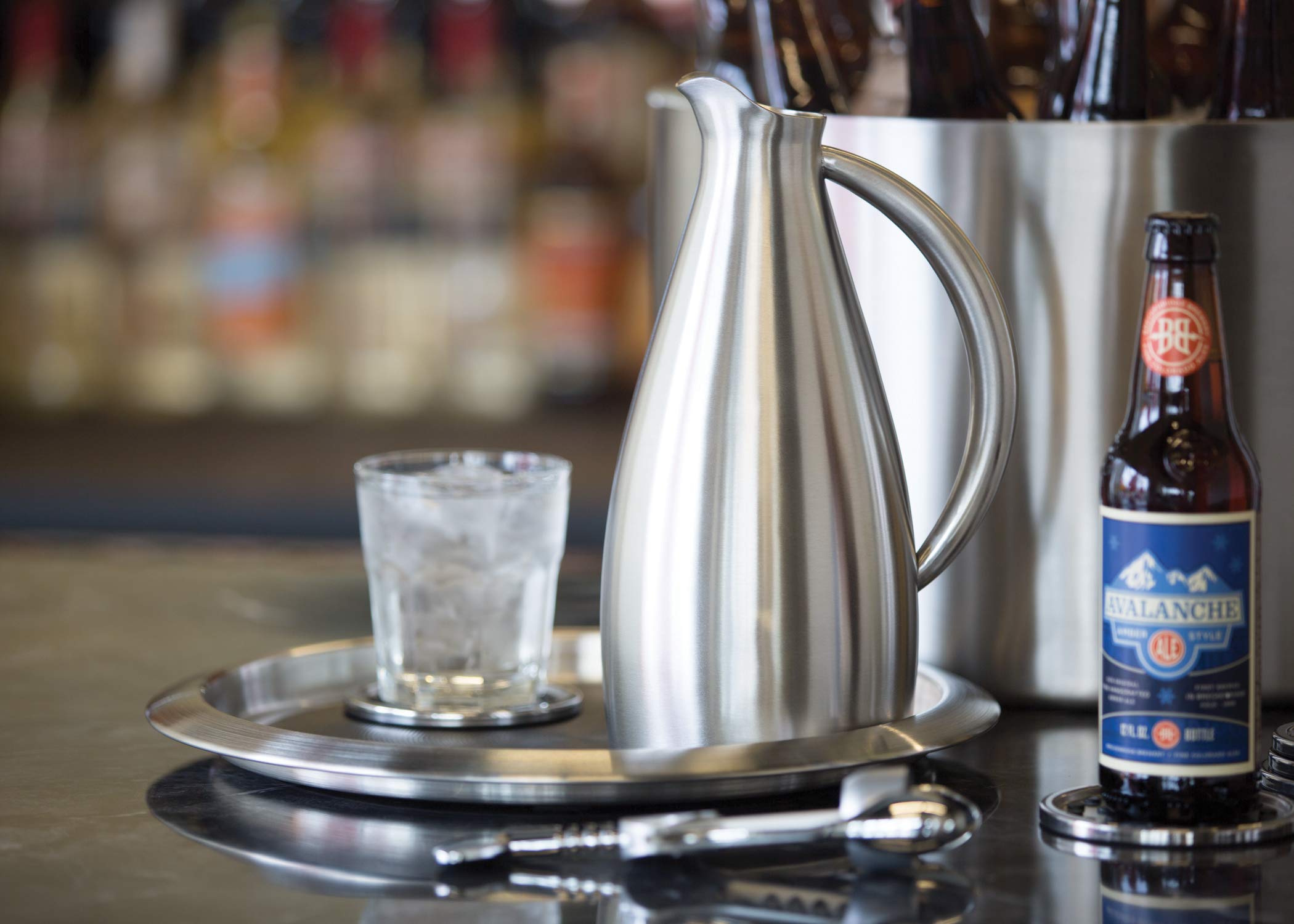 Service Ideas Tr1412Sr Tray With Top And Bottom Built In Non-Slip Rubber Inserts, 12'' Round, Dishwasher Safe, Stainless Steel