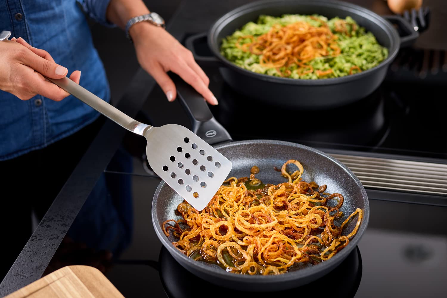 Rsle Stainless Steel Hook Perforated Turner, 13-Inch