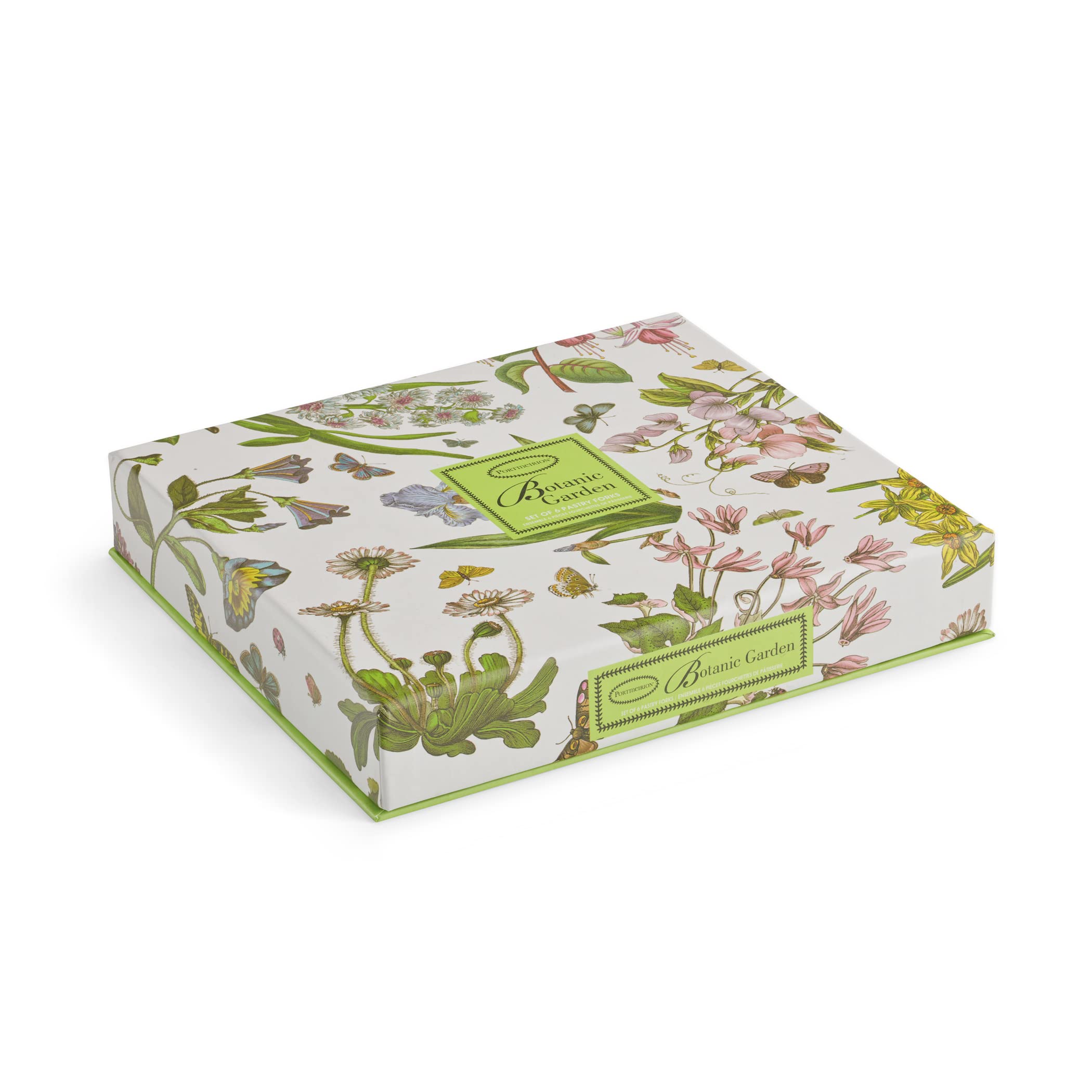 Portmeirion Botanic Garden 6'' Pastry Forks - Set Of 6 | Assorted Floral Motifs | Stainless Steel And Porcelain | Chip-Resistant