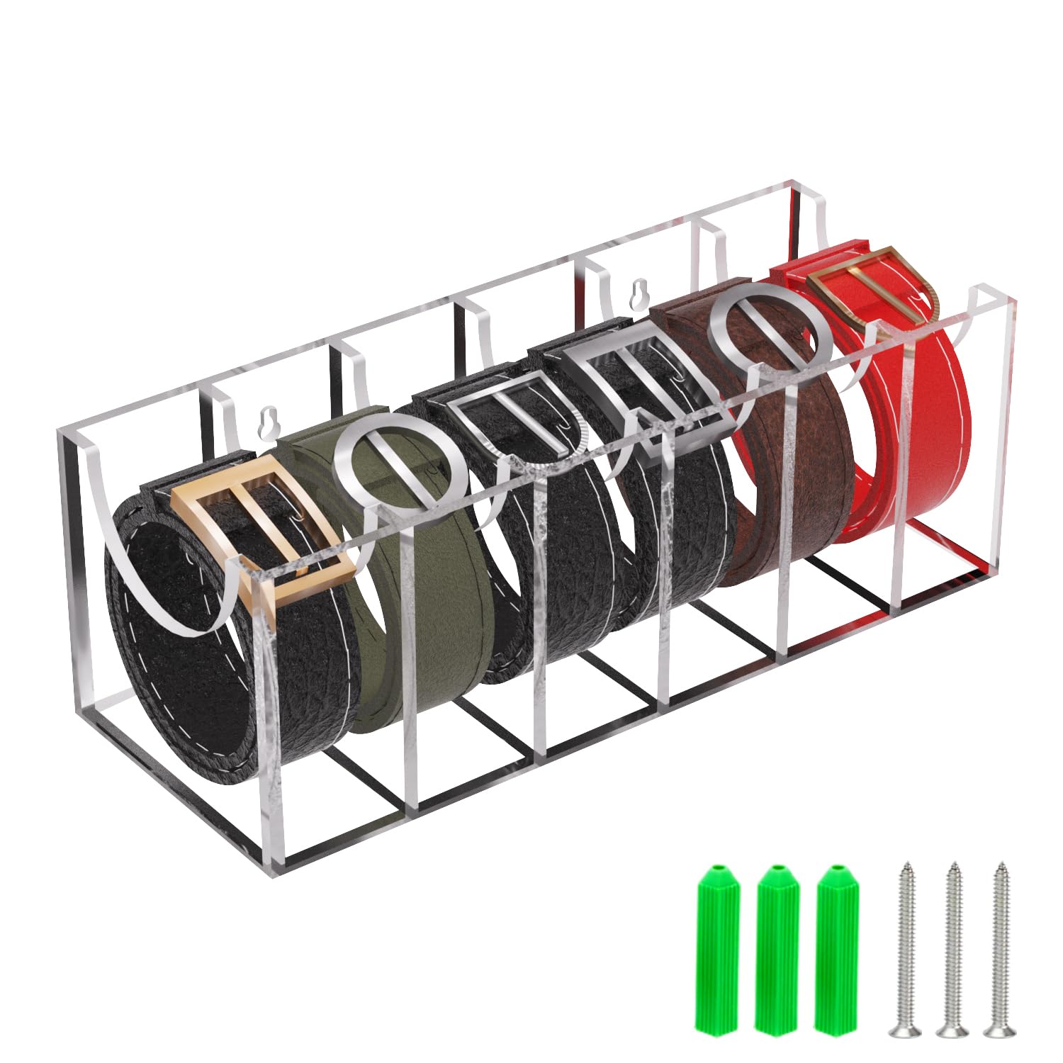 Gti Belt Organizer, Acrylic 6 Compartments Belt Organizer For Closet And Drawer, Display Case For Tie,Bow Tie And Belt,Clear Bel