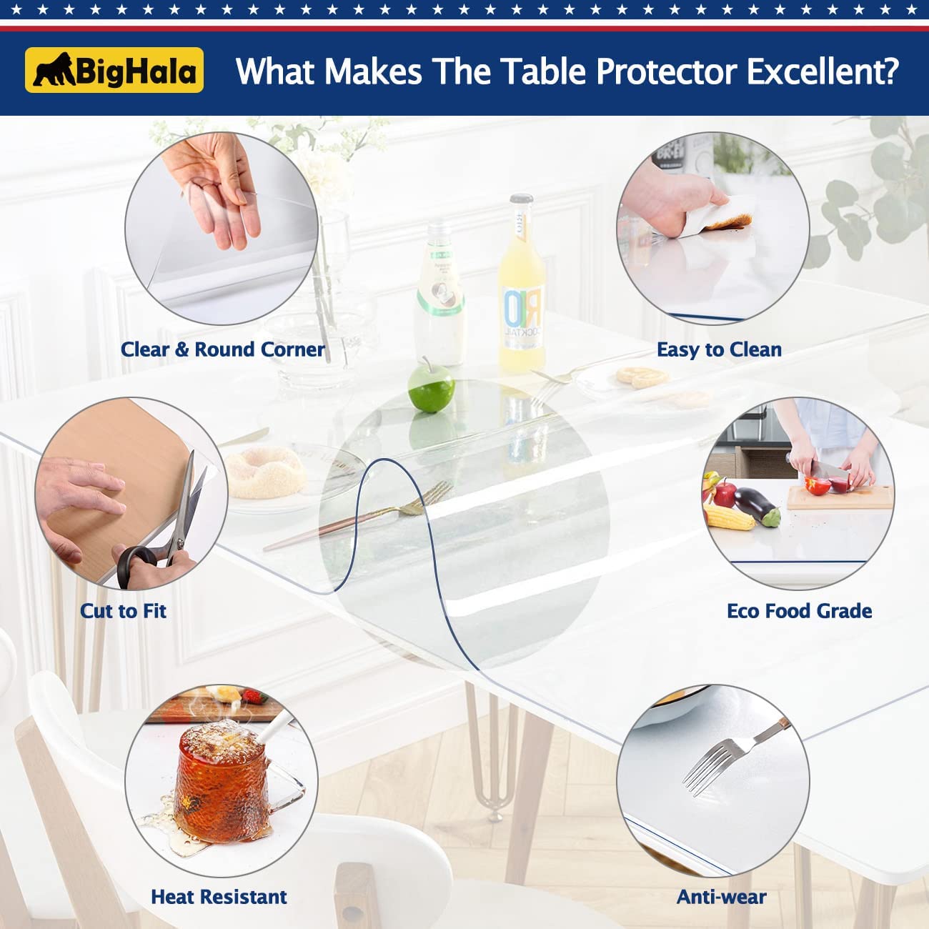 Clear Plastic Protector Wood Furniture Table Topper Protective Cover Dining Living Room Countertop Thick Pvc Tablecloth Vinyl Ma