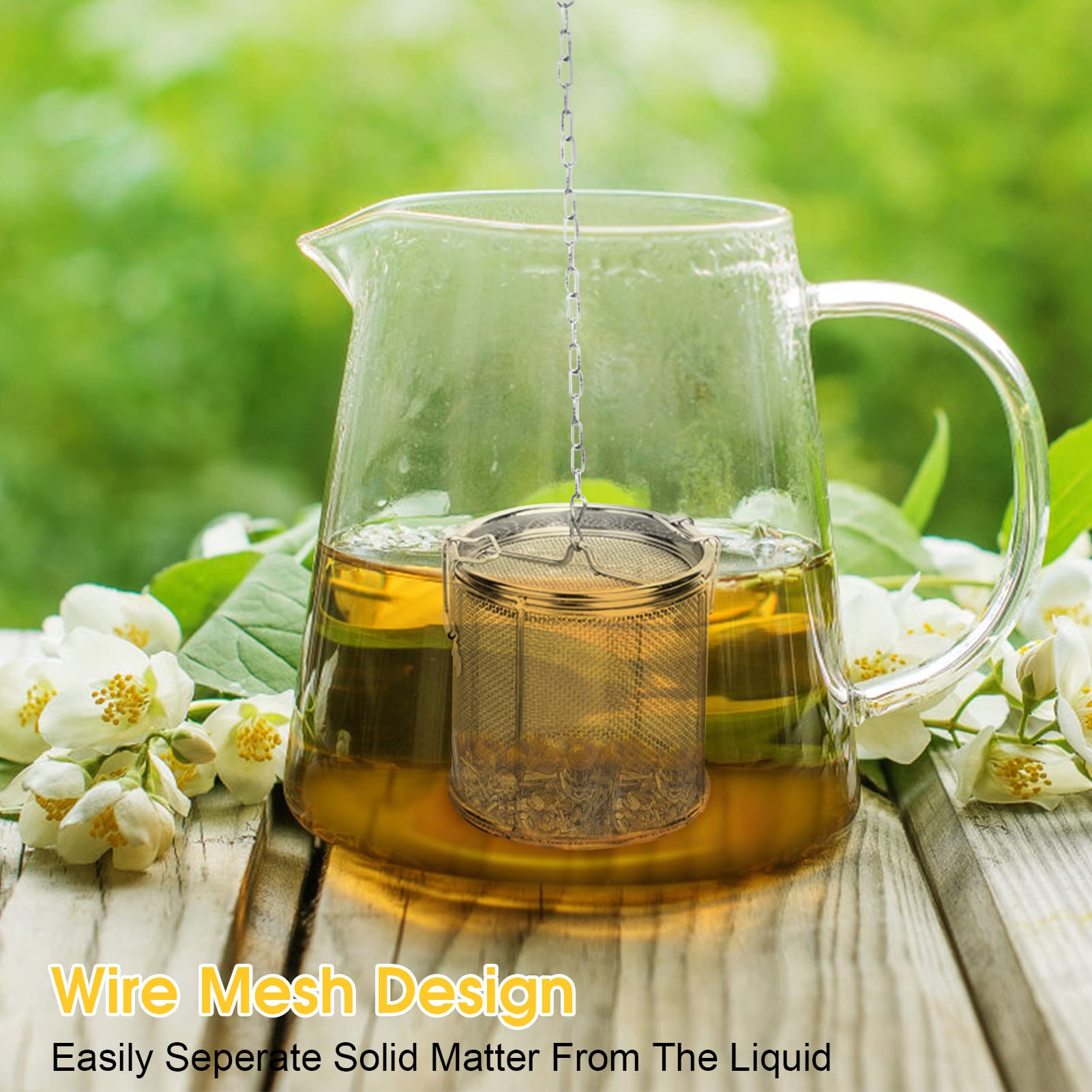 Tea Infuser, Stainless Steel Extra Fine Mesh Tea Ball Strainer Soup Seasonings Seperation Basket Spice Filter With Extended Chai