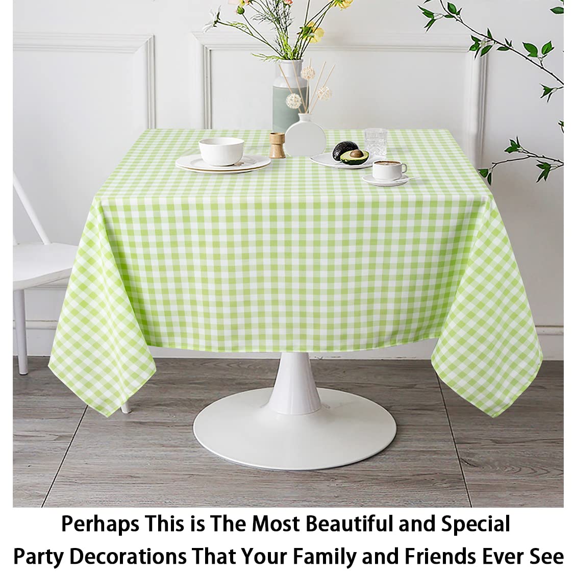 Shinybeauty Checkered Tablecloth -54X54 Square Tablecloth - Green Plaid Tablecloth - Waterproof And Wrinkle Resistant Gingham Ta