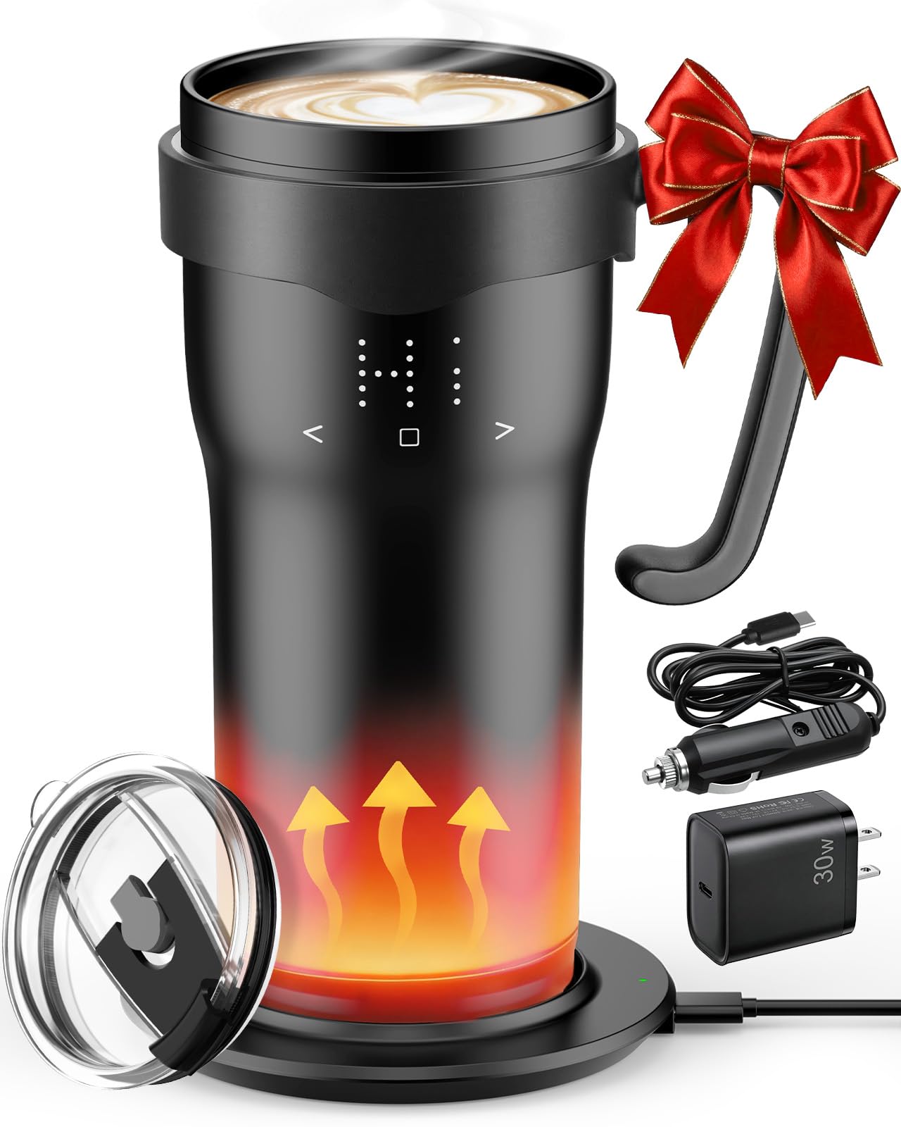 Self Heating Coffee Mug, 16oz Temperature Control Smart Mug with App & Touch Control, 120F160F Rechargeable Heated Mug, Heating