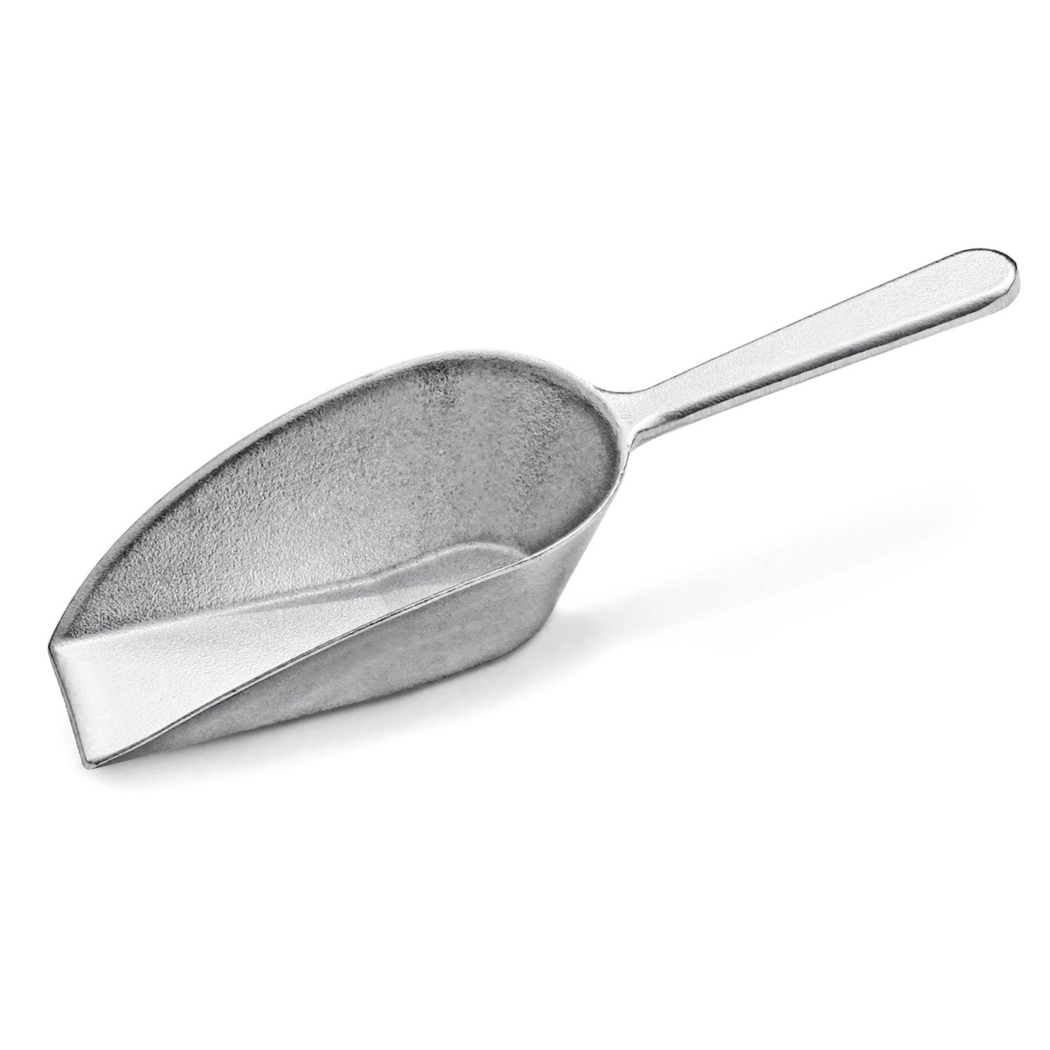 New Star Foodservice 34660 One-Piece Cast Aluminum Flat Bottom Bar Ice Flour Utility Scoop, 4-Ounce, Silver