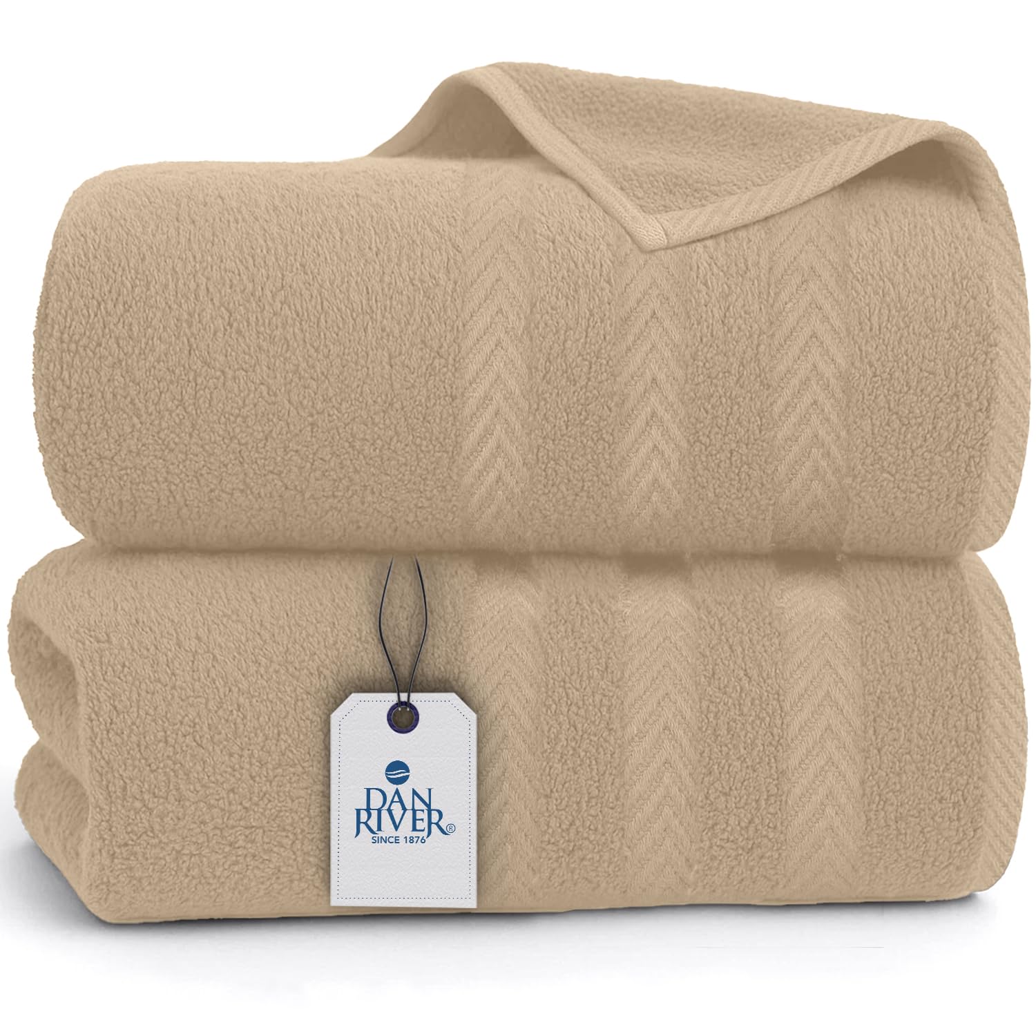 DAN RIVER Bath Sheets Set of 2 - 550 GSM Ultra Super Soft & Highly Absorbent Sheets - 100% Cotton Jumbo Large Bath Towels for Bathroom  Home  Hotel  Spa  Beach  Pool  Gym - 35?x70? in Tan