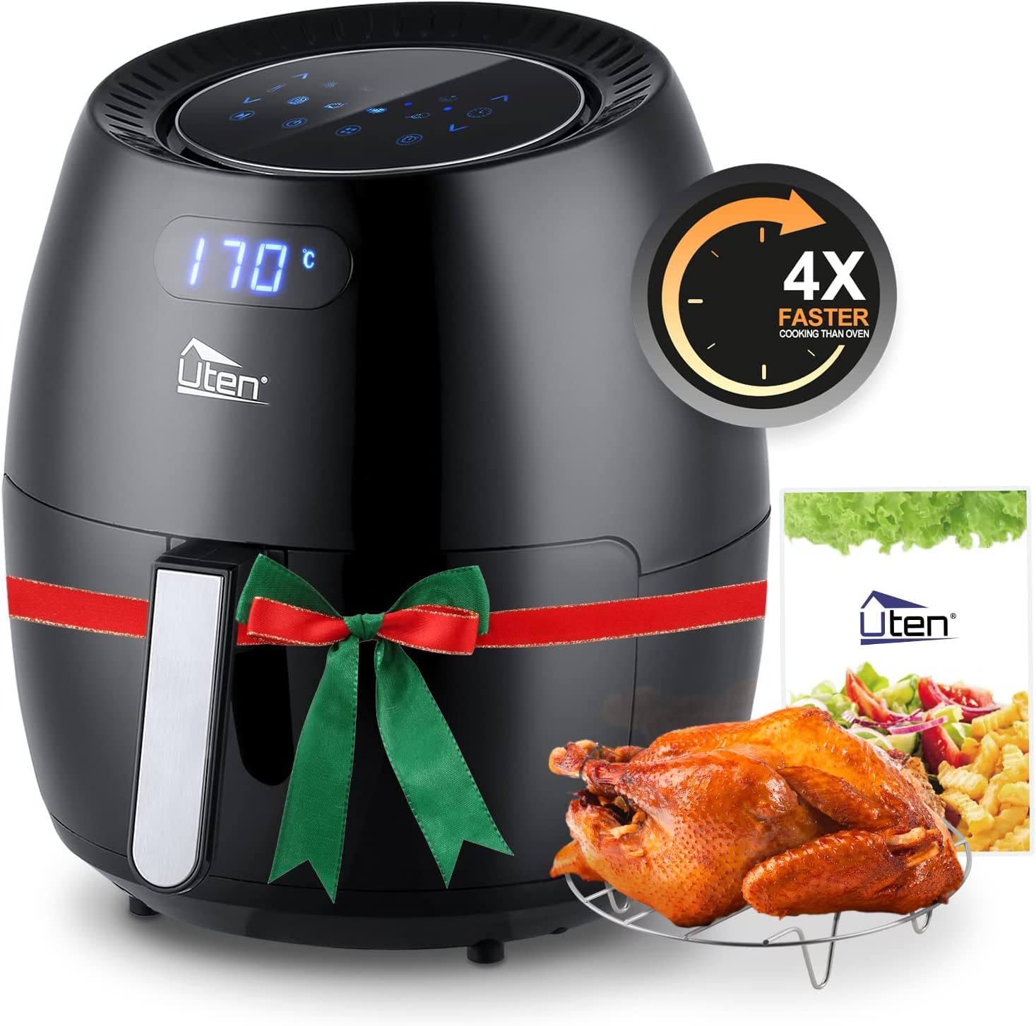 Air Fryer 6.9QT/6.5L, Uten 1700W High-power 8 in 1 Deep Frying Mode, Rapid Heating up, Non-Stick Oven, Oilless Cooking, Fast Hea
