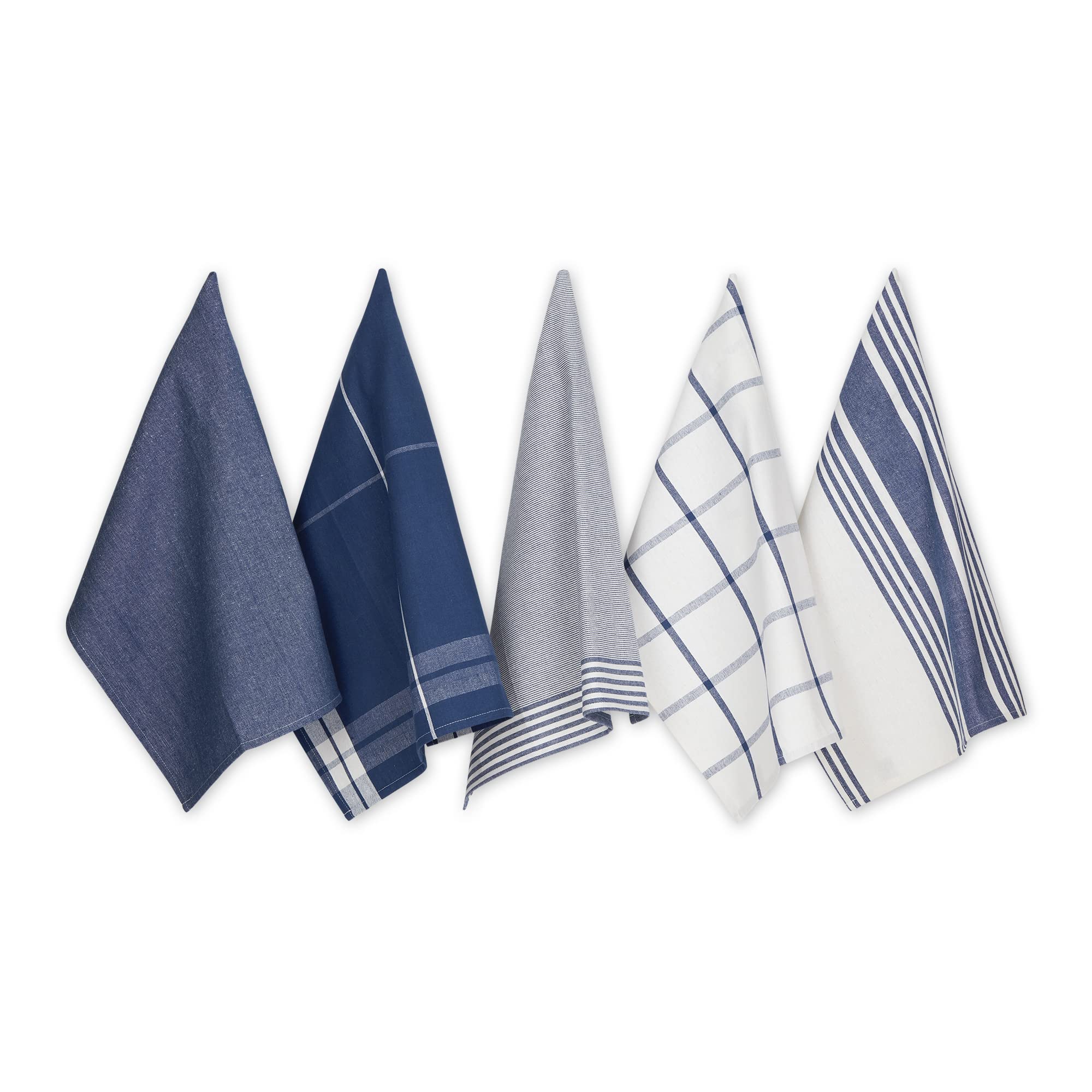NAUTICAL BLUE CLASSIC OVERSIZED WOVEN DISHTOWELS SET/5