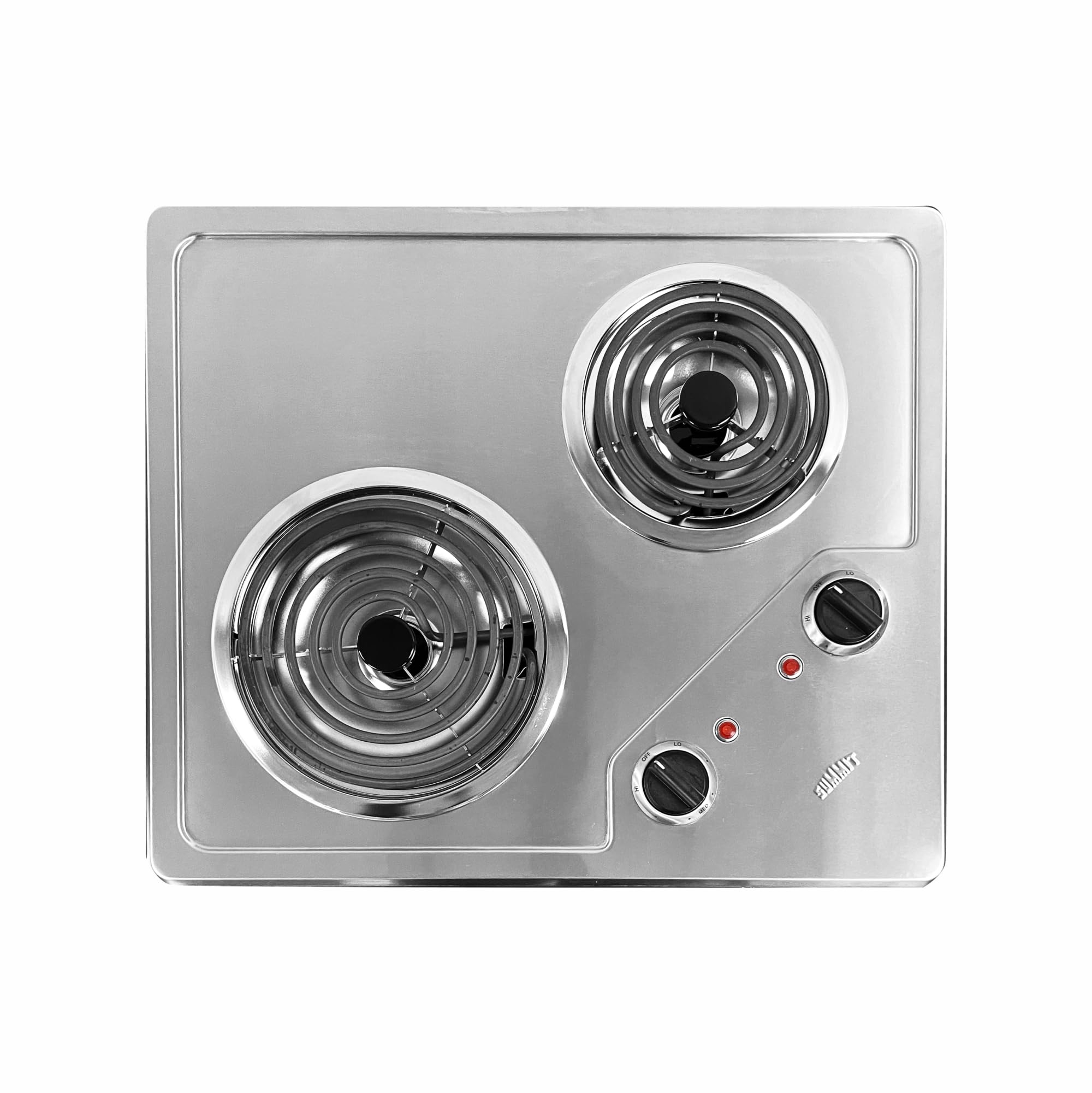 Summit 21 2 Burner Electric Cooktop 230 Volt Coil Electric Cooktop, ADA compliant, Stainless Steel- CR2B224S