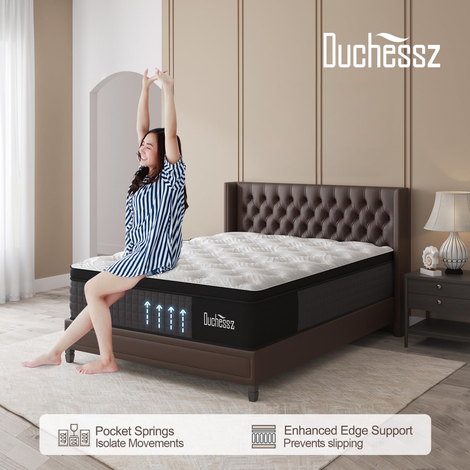 Duchessz Hybrid Mattress 10 Inch, Full Mattress With Gel Memory Foam And Individually Pocket Innerspring Euro Top Mattress Mediu