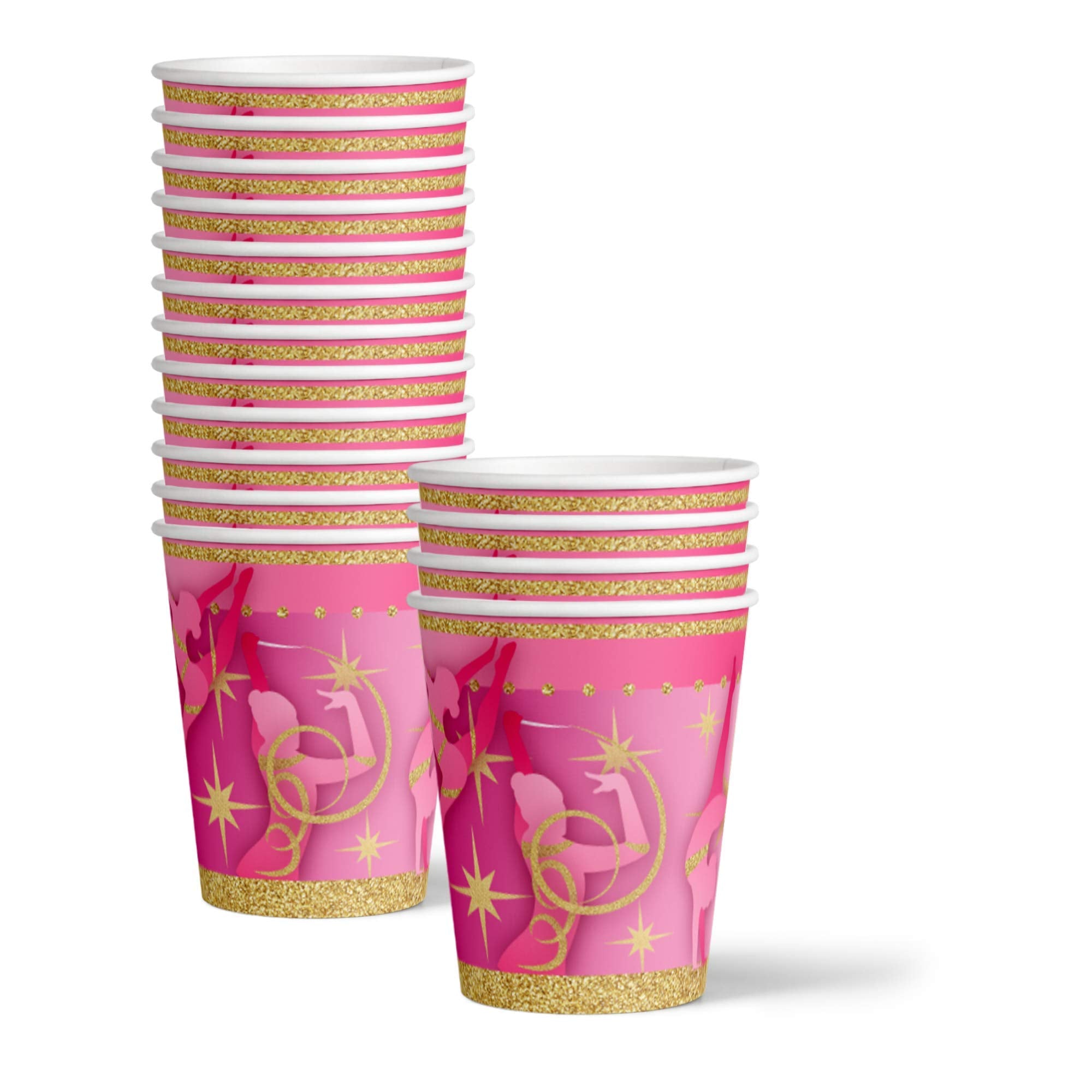 Pink And Gold Gymnastics Birthday Party Supplies Set Plates Napkins Cups Tableware Kit For 16