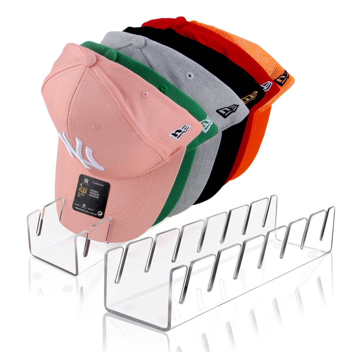Sloworld Hat Stand For Baseball Caps, 2 Pcs No Install Acrylic Hat Organizer For 14 Baseball Caps, Hat Racks For Baseball Caps D