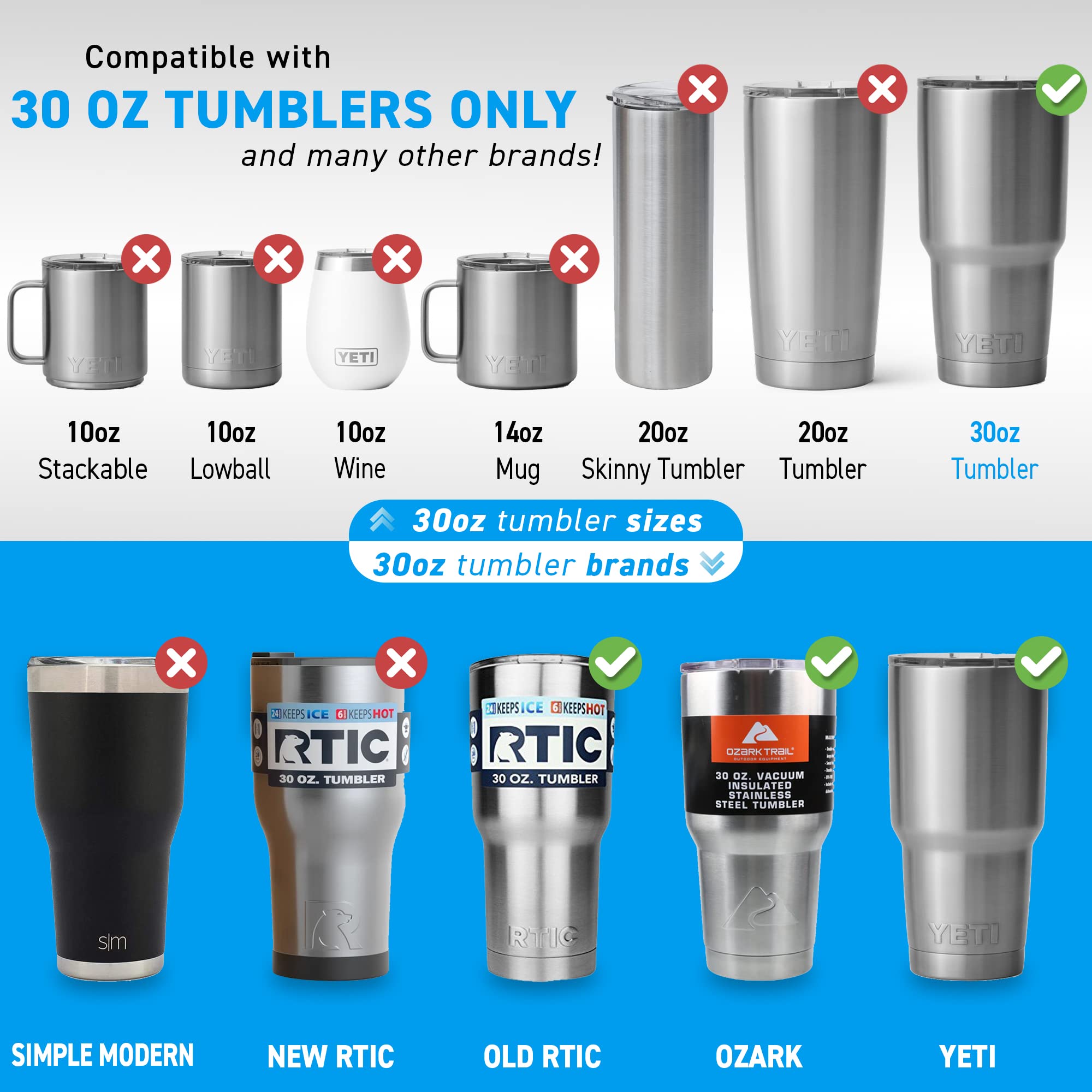 30 Oz - 4 Replacement Lids For Yeti Tumblers Like Yeti Lids - 3.7 Inch Diameter - Spill Proof Lids For Yeti Tumblers - Tumbler L