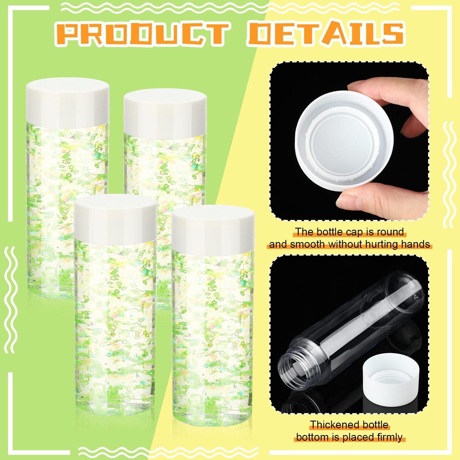 Hoolerry 16 Pcs Empty Plastic Sensory Bottles with Lids Round Clear Plastic Water Bottles Reusable Sensory Bottles for Sensory C