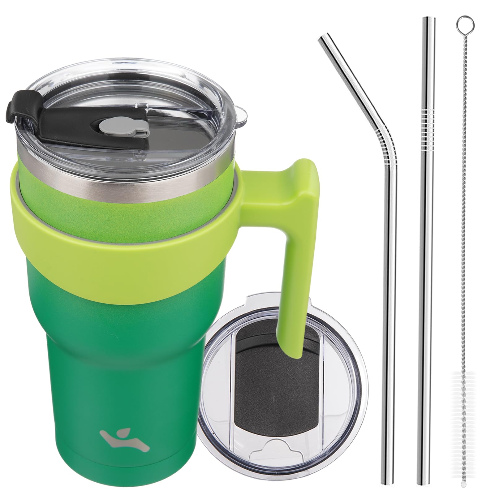 Konokyo 30 oz Tumbler with Handle and 2 Straw 2 Lid, Insulated Water Bottle Stainless Steel Vacuum Cup Reusable Travel Mug,Match