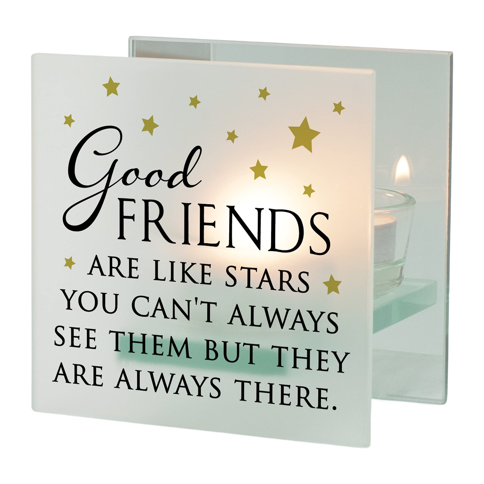 Elanze Designs Good Friends Like Stars Frosted Glass Mirrored Tea Light Holder