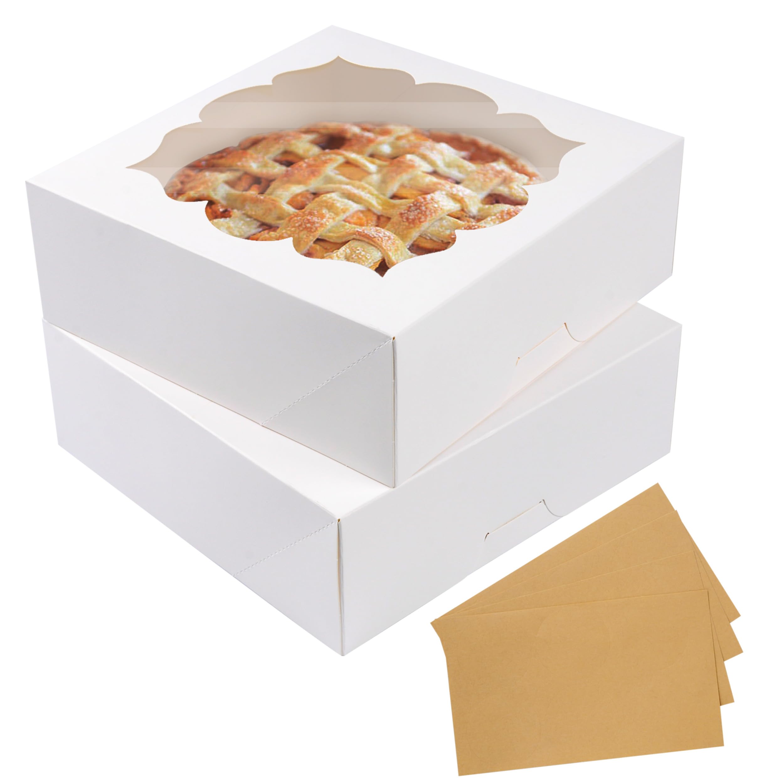 LOKQING 20 Pack Pie Boxes Cake Boxes Bakery Boxes with Window Pastry Boxes for Gift Giving 9x9x3inch (White)