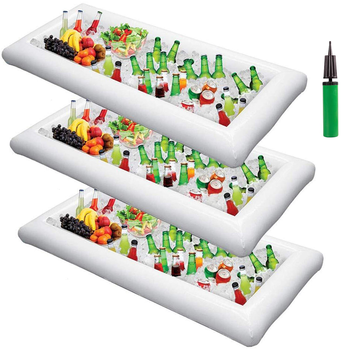 Inflatable Serving Bar Salad Ice Tray Food Drink Containers - Bbq Picnic Pool Party Supplies Buffet Luau Cooler,With A Drain Plu
