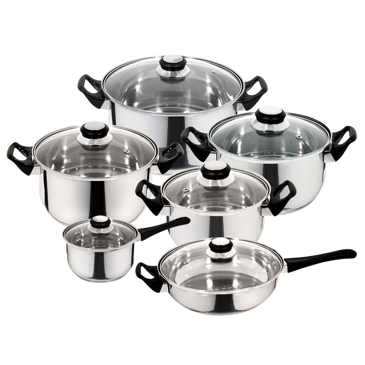Priminute Monterrey Stainless Steel 12 pieces Cookware Set