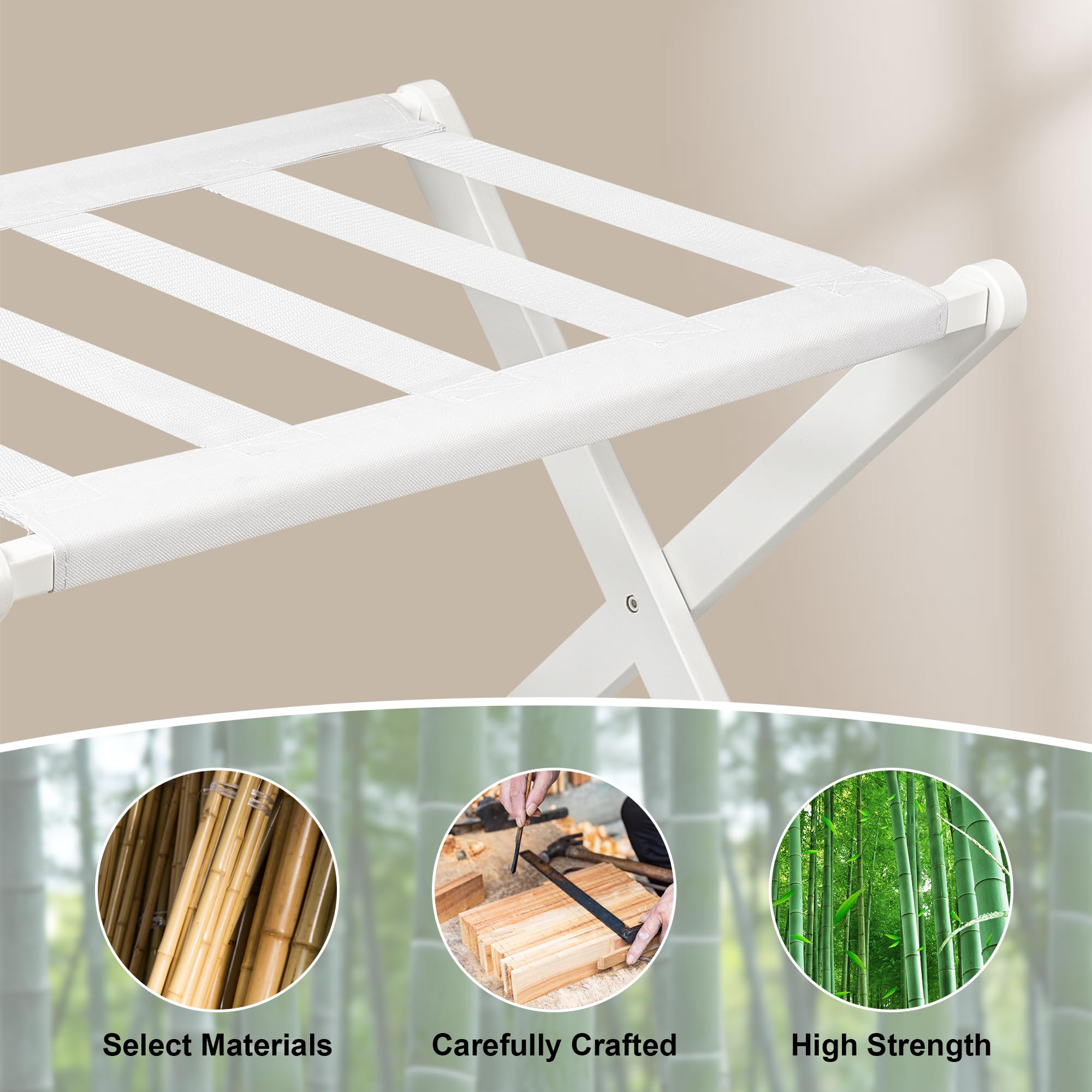 Vasmia Luggage Rack, Folding Suitcase Stand With Storage Shelf Set Of 2, Bamboo Luggage Stand For Guest Room,Bedroon And Hotel,H