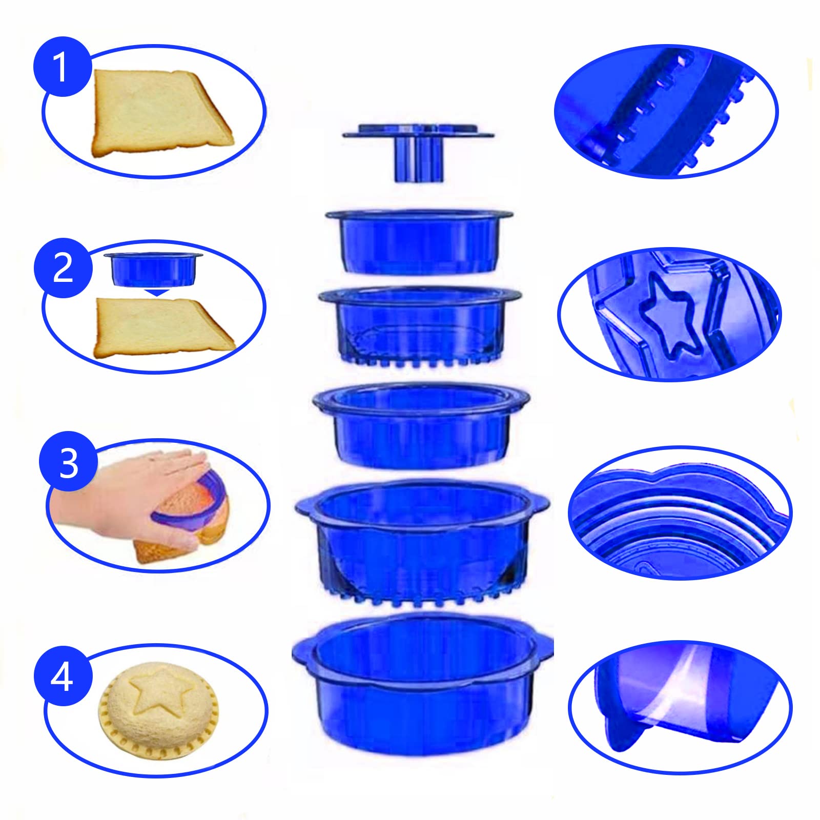 Sandwich Cutter And Sealer 6 Pack Uncrustables Sandwich Maker Diy Cookie For Boys Girls Breakfast Lunch Great Gift For Kids Lunc