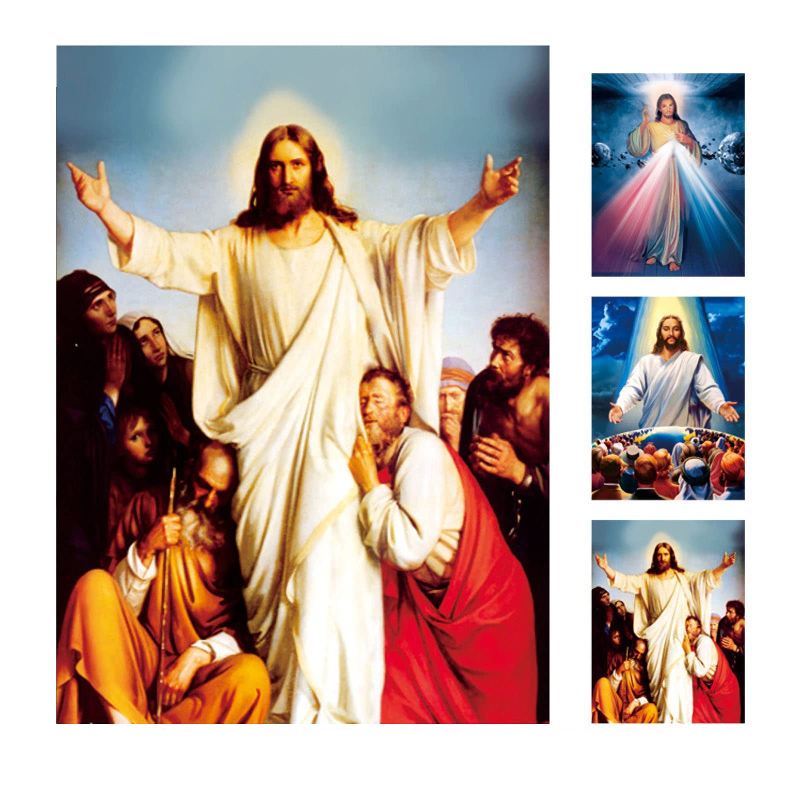 Rileyson Divine Mercy Jesus Christ 3D Picture, Holographic Poster Jesus Painting, Religious Christian Holy Wall Art Decor For Ho