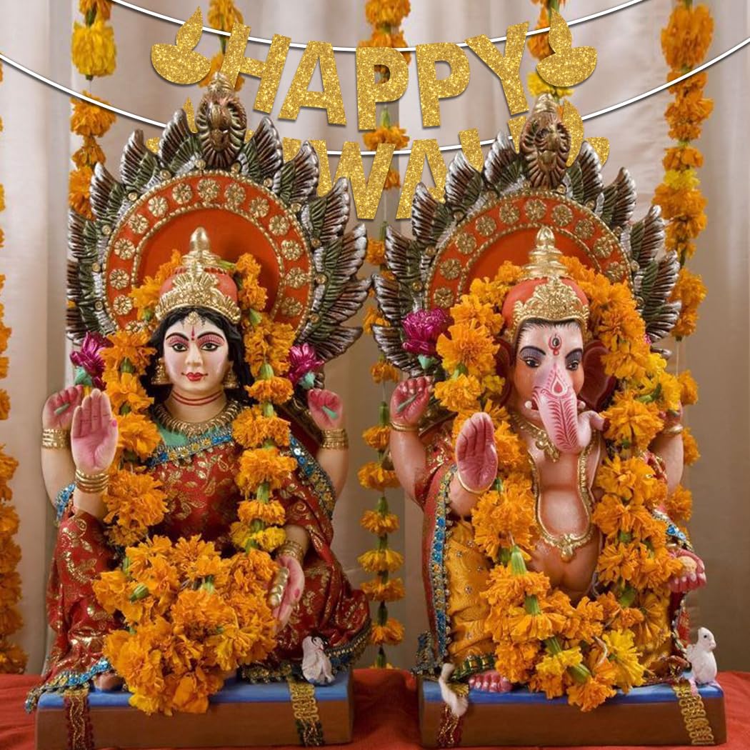 Festiko Happy Durga puja Banner/Photo Booth/Swirls for Durga puja Festival Decoration (Happy Diwali Banner - 03)