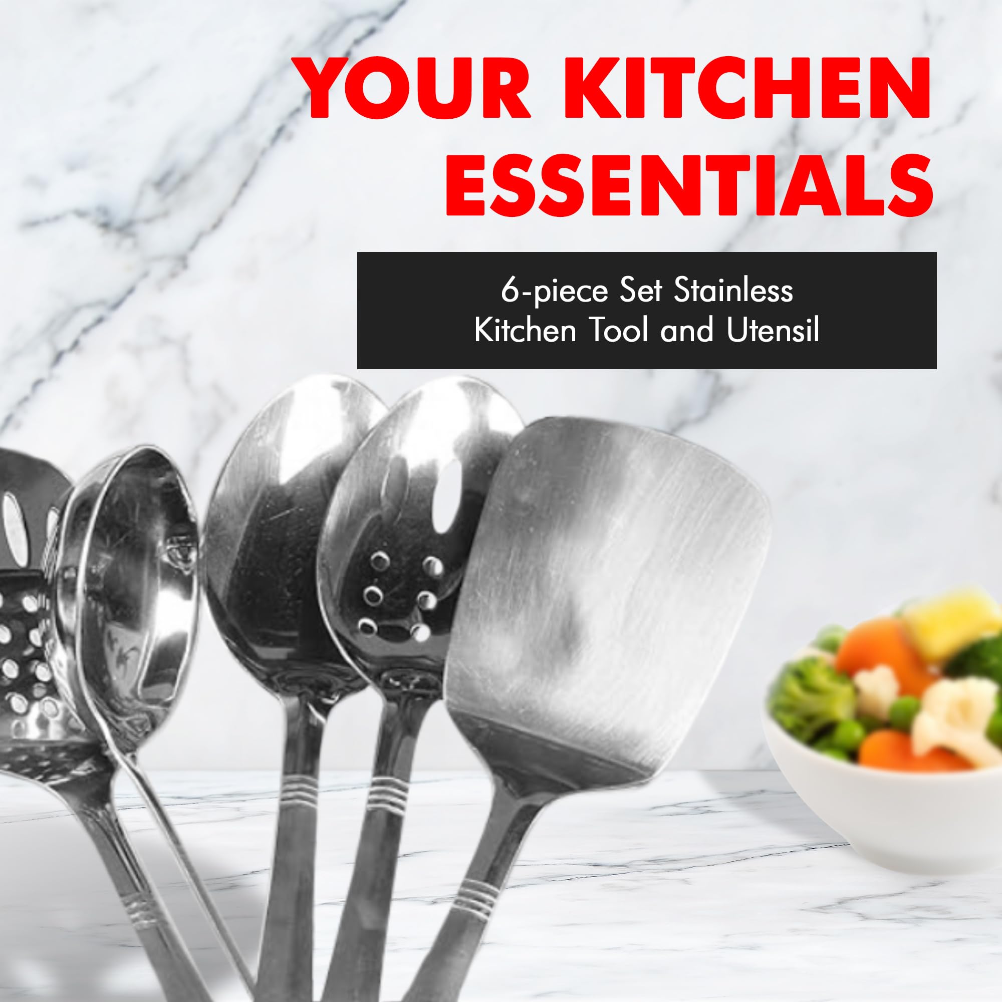 Chef Craft Select Kitchen Tool and Utensil Set  6 Piece Set  Stainless Steel