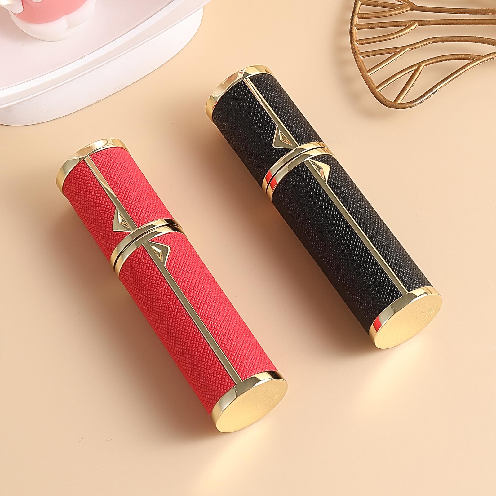 Refillable Perfume Bottle Atomizer For Travel,2Pcs 5Ml Empty Perfume Spray Fine Mist,Mini Luxury Leather Refill Pump Case,For Ma