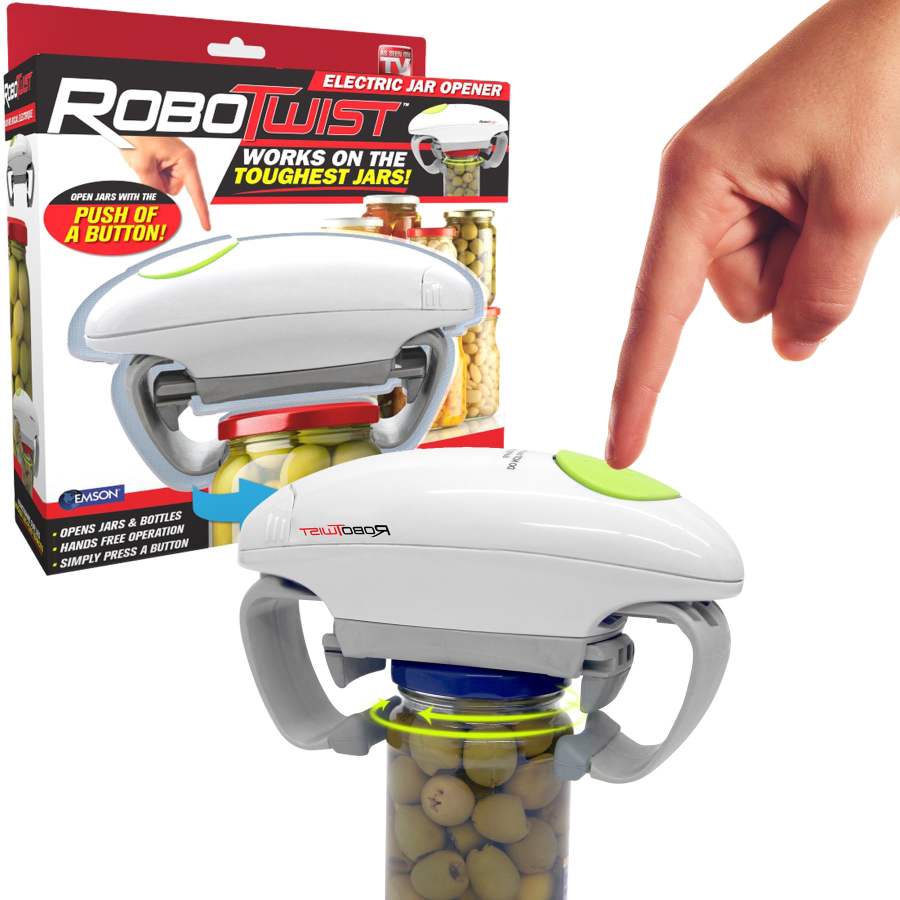 Robotwist Jar Opener, Automatic Jar Opener, Deluxe Model with Improved Torque, Robo Twist Kitchen Gadgets for Home, Electric Han