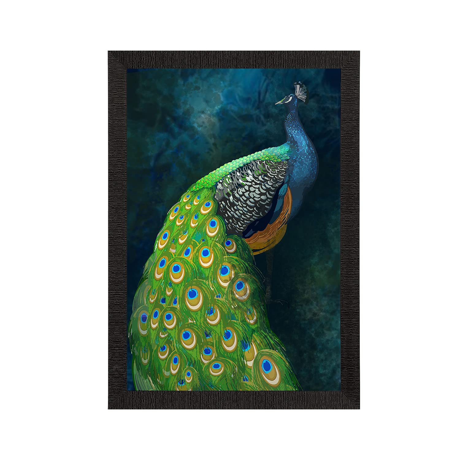 Ecraftindia Peacock Satin Matt Texture Uv Art Painting, Multicolour, One Size (Fpr2Abr107)