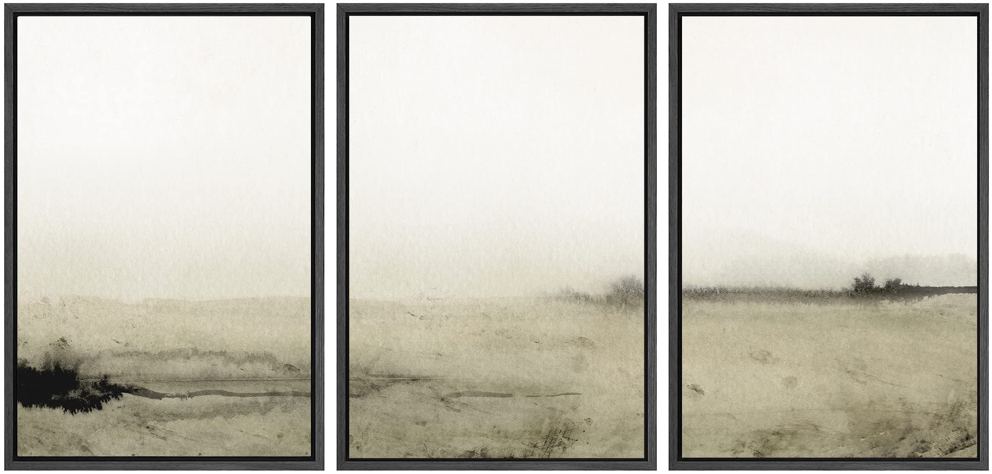 Signwin Framed Canvas Print Wall Art Set Sepia Mountain Forest Environment Nature Wilderness Photography Modern Art Rustic Lands