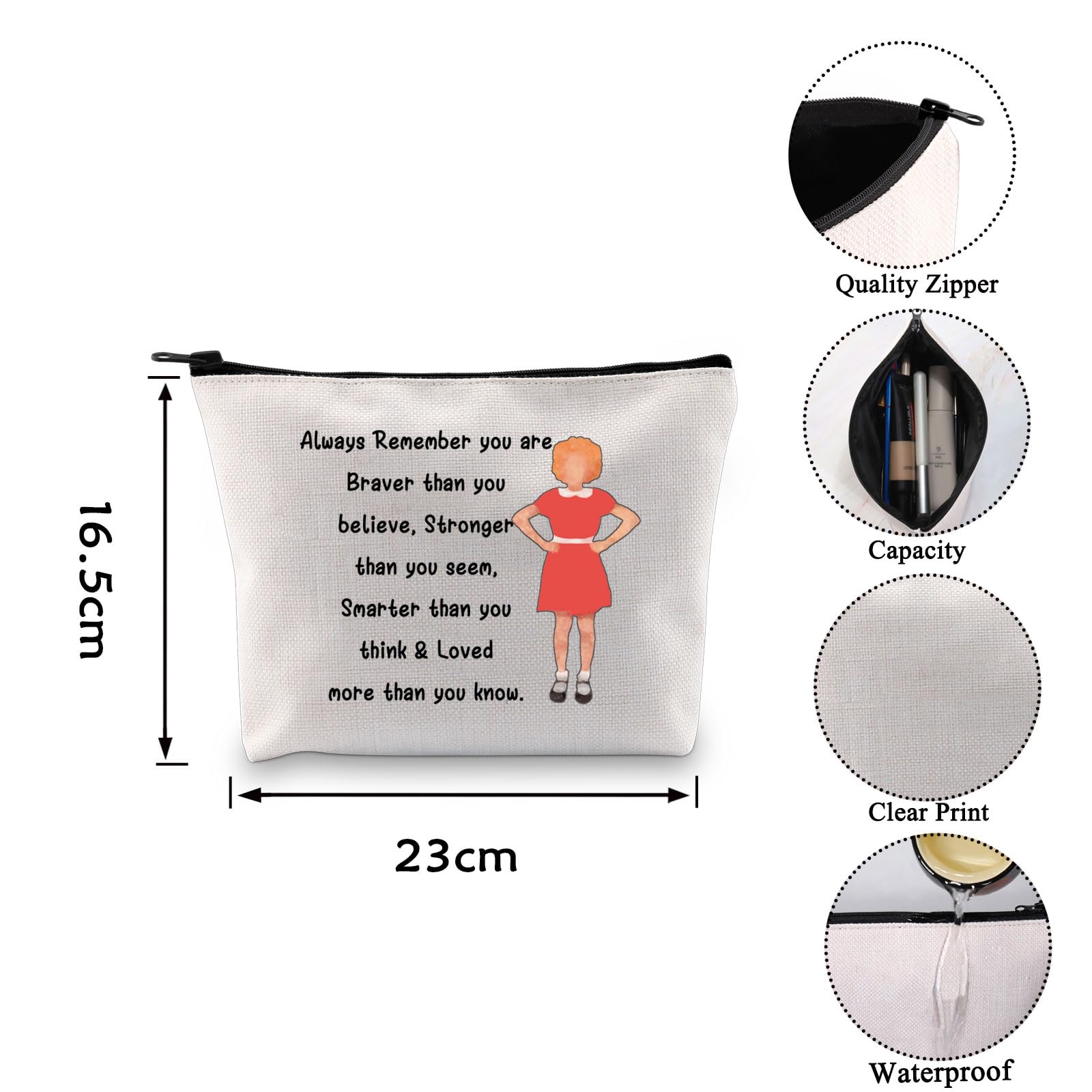 Vamsii Annie Musical Gift Makeup Bag Polyester, Waterproof Canvas, Inspirational Quote, 16*23 Cm, Ideal For Travel, Work, Theatr