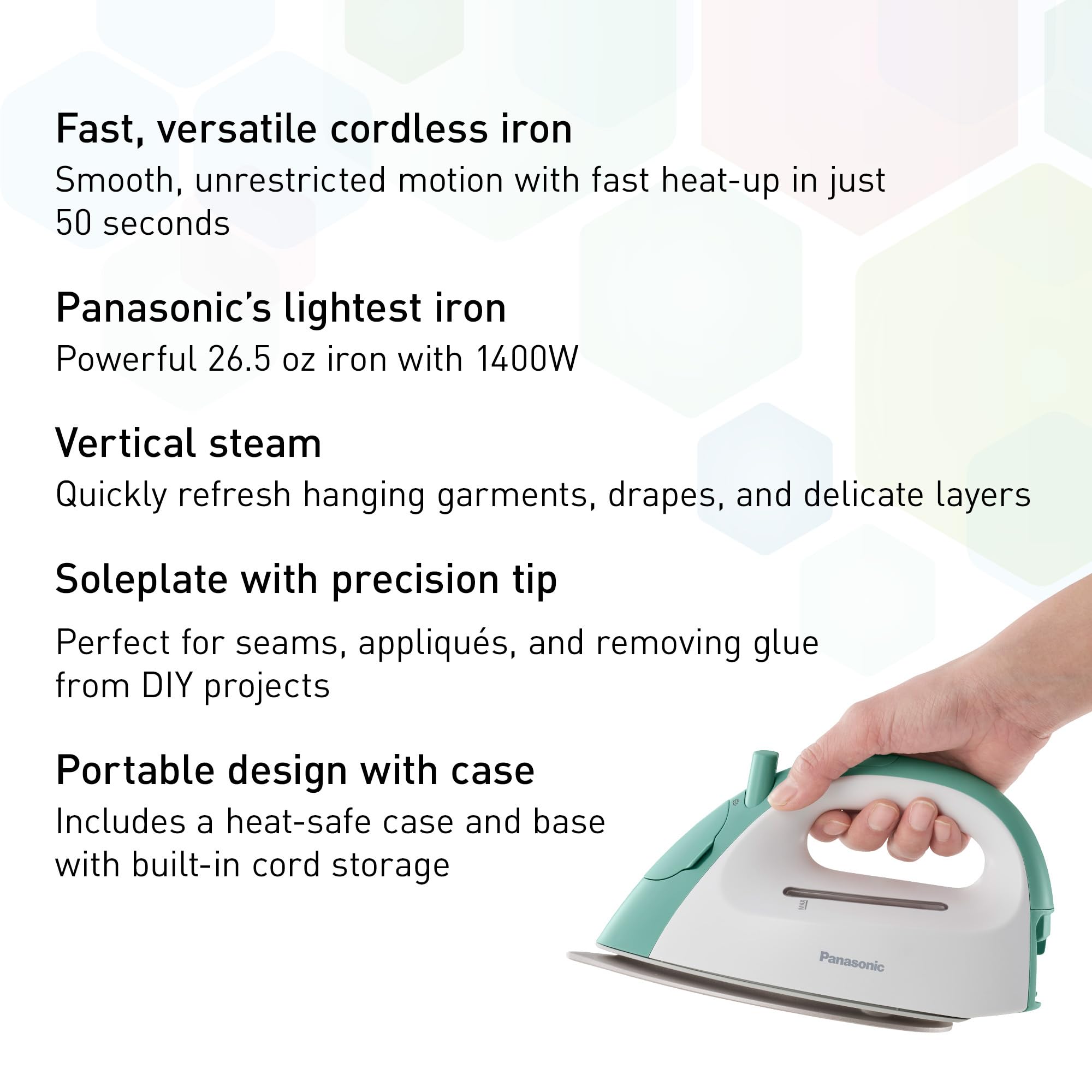 Panasonic Cordless Steam Iron, Compact, Light, with Charging Station NI-QL300G