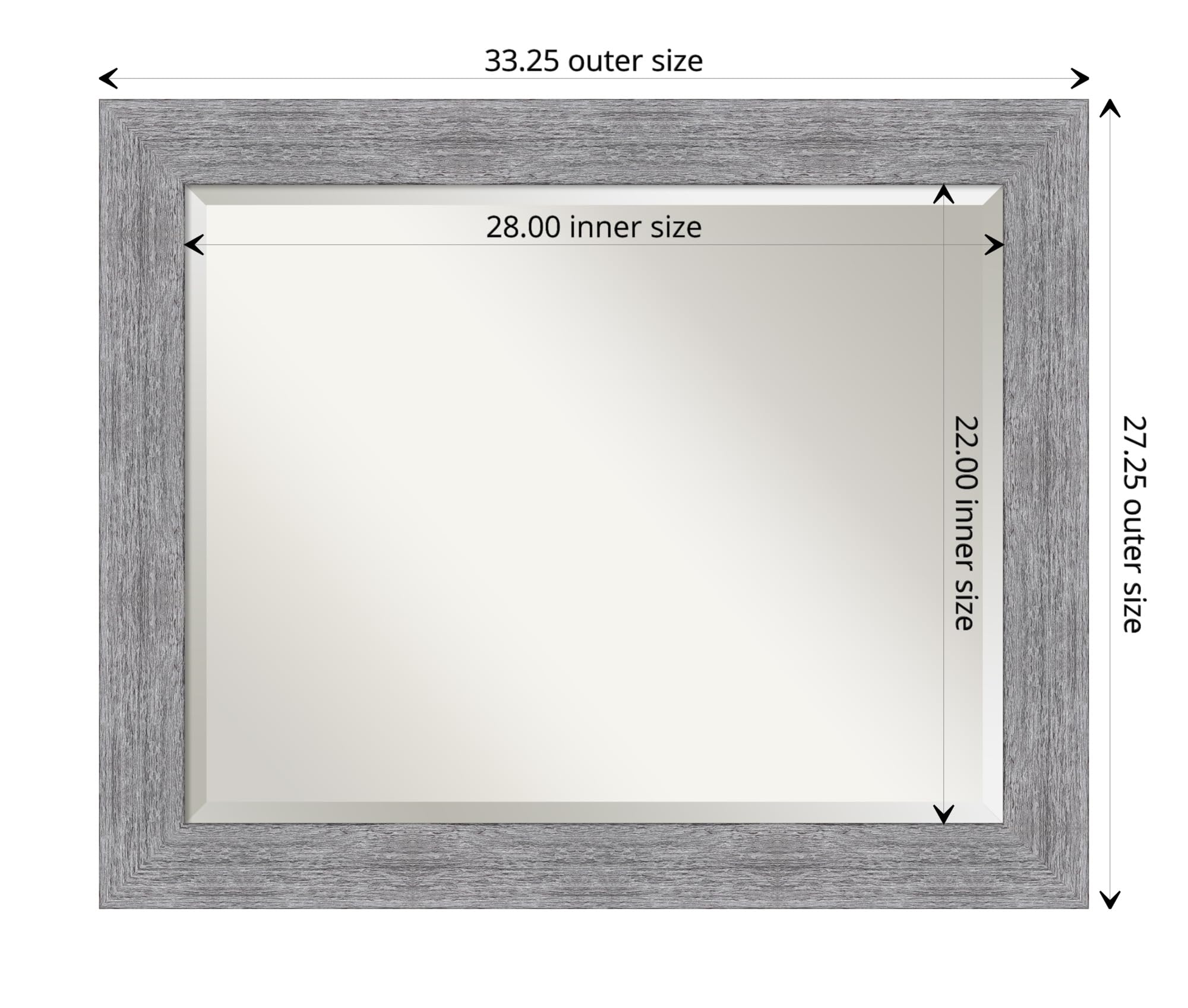 Amanti Art Bathroom Mirror, Bark Rustic Grey Wall Mirror For Use As Bathroom Vanity Mirror Over Sink (27.25 X 33.25 In.) Beveled