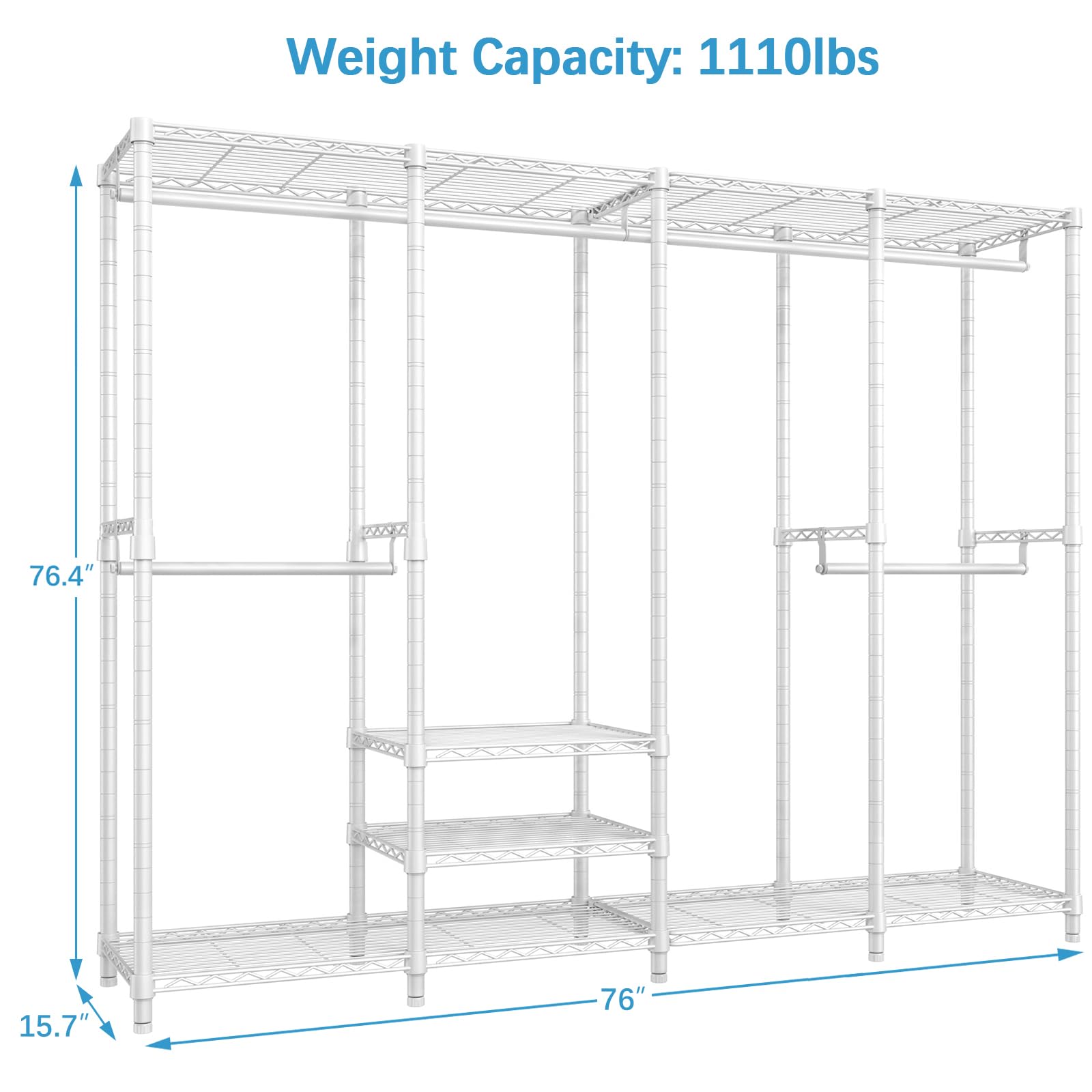 Vipek V40 Wire Garment Rack Heavy Duty Clothes Rack For Hanging Clothes, Multi-Functional Bedroom Clothing Rack Freestanding Clo