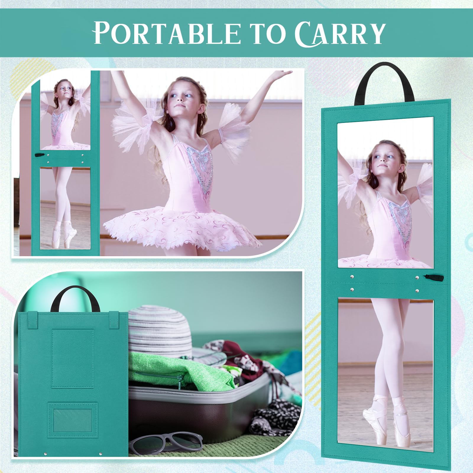 Maysing 1 Pack Foldable Full Length Travel Mirror With Full Light 25.2X11.8 Inch Foldable Hanging Backstage Mirror Led Double Si