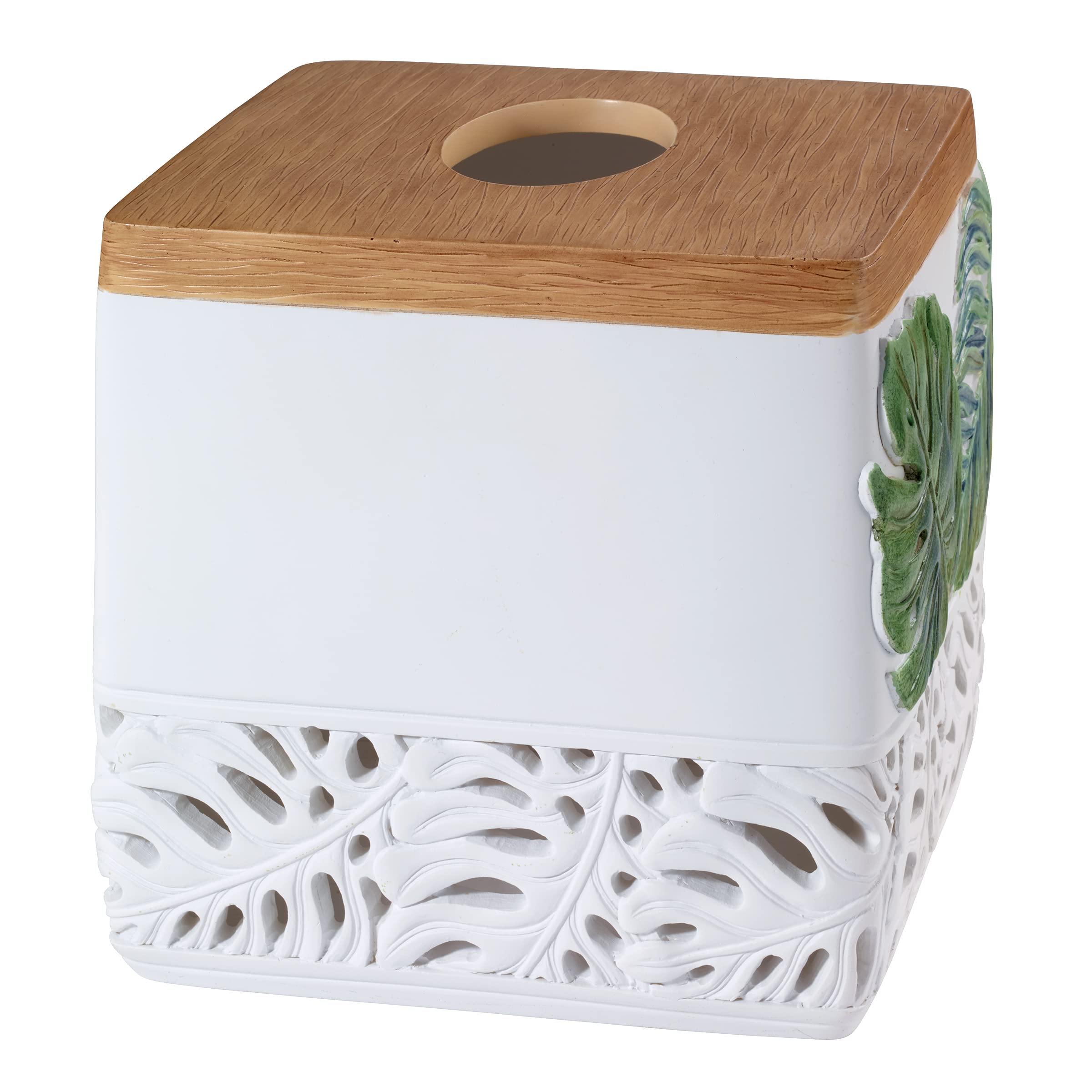 Avanti Linens - Tissue Box Cover, Resin Countertop Accessories, Stylish Home Decor (Viva Palm Collection)