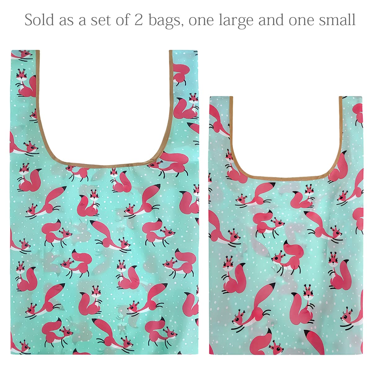 Wrapables Jolibag Collection Reusable Shopping Bag (Set Of 2), Squirrels