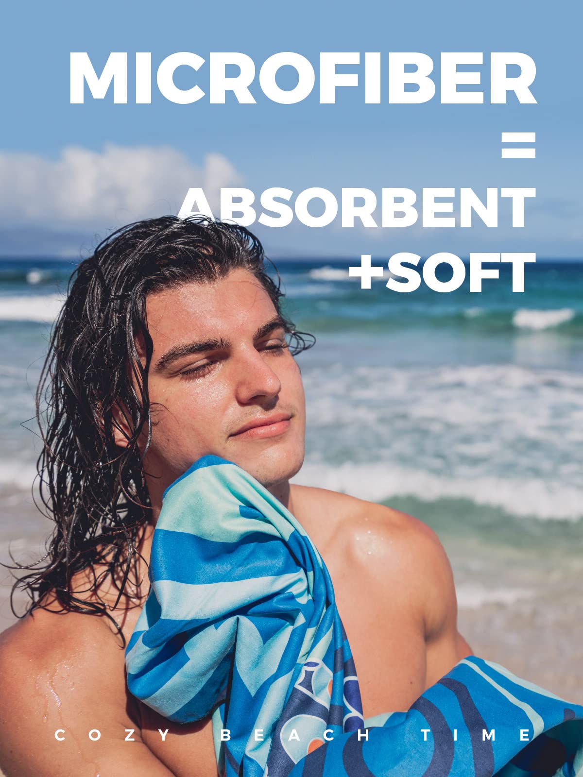 OCOOPA Microfiber Beach Towel Fast Drying  Extra Large 71'' x 32'' Sand Free Beach Towel Super Lightweight Towels for Swimming Pool  Camping  Picnic  Yoga Gym Sports