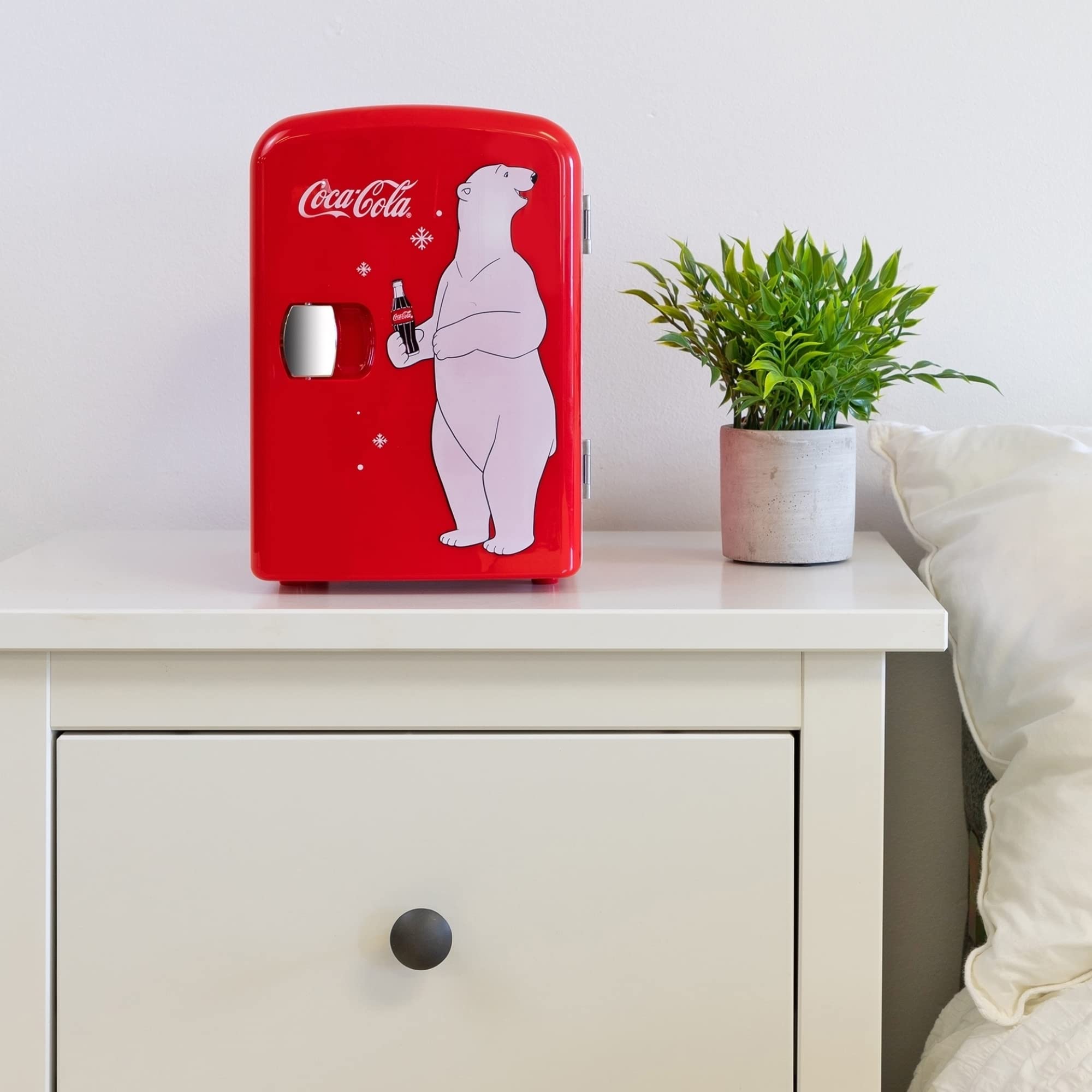 Coca-Cola 4L Portable Cooler/Warmer, Compact Personal-Travel-Fridge For Snacks Lunch Drinks Cosmetics, Includes 12V And Ac Cords