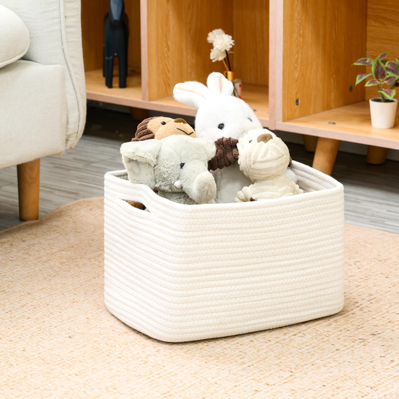 Icerzcz Storage Baskets For Organizing, Woven Baskets For Storage, Storage Baskets Bin For Shelves, Cotton Rope Basket With Hand