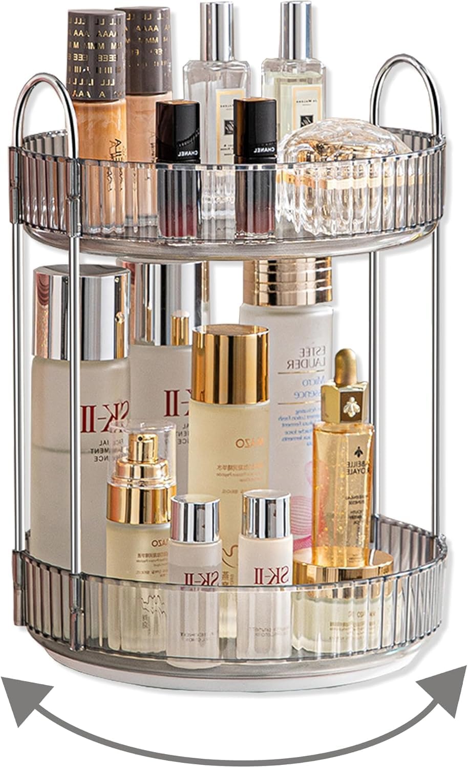 Hastarth Enterprises 360 Rotating Makeup Organiser Box With Drawers | Perfume, Cosmetic & Skincare Storage Stand | Lipstick, Nai