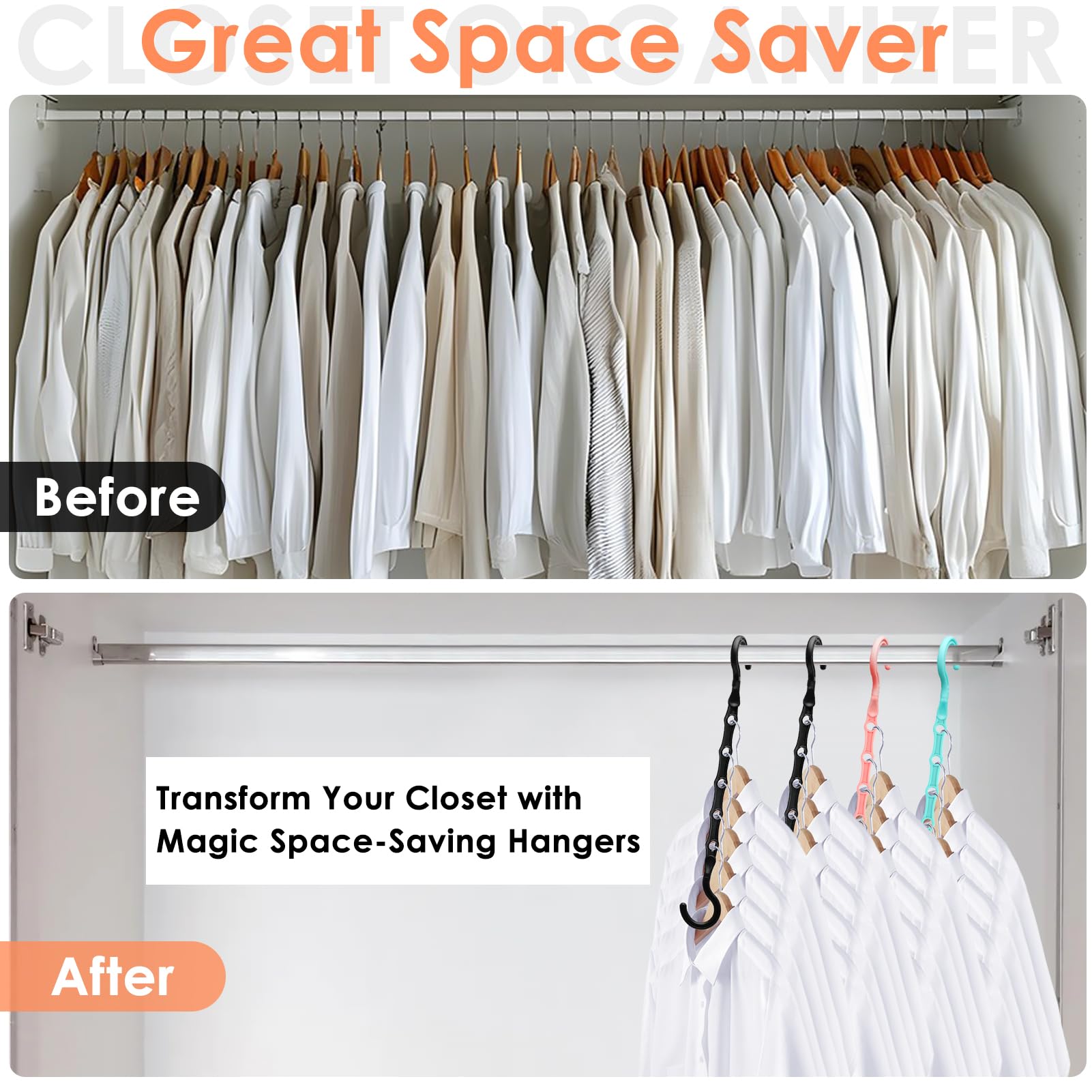 Closet Organizers and Storage 12 Pack Sturdy Hanger for Heavy Clothes Upgraded Space Saving Hangers Magic Closet Organization Clothe Hanger College Dorm Room Essentials