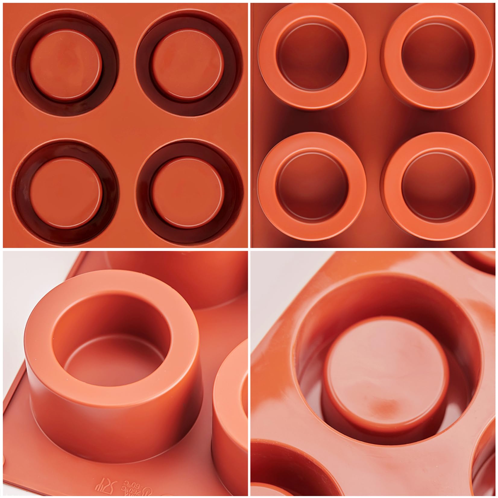JOERSH Silicone Round Candy Molds - 2Pcs Baking Molds for Muffins, Desserts, Cookies - Regular Size - Red