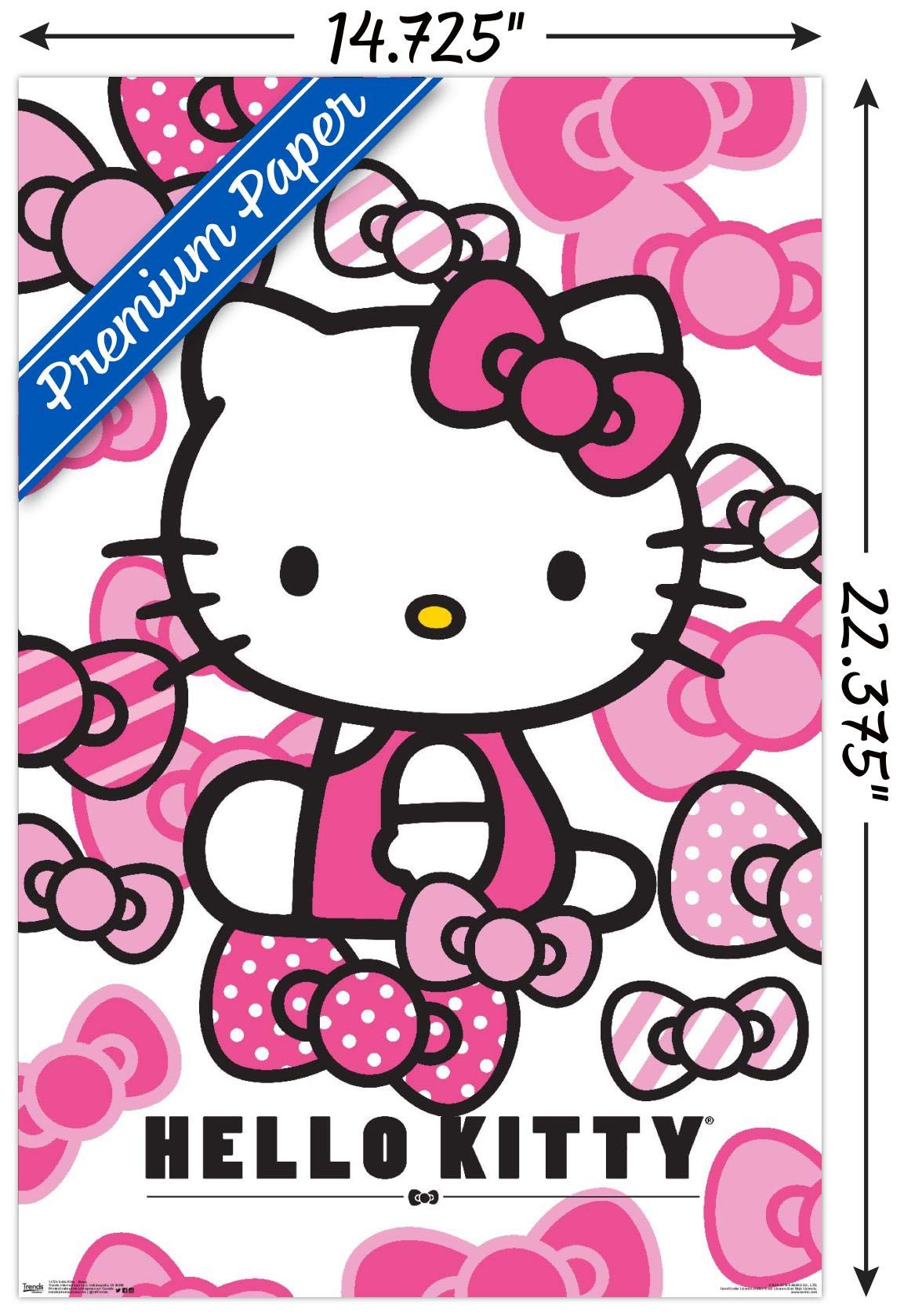 Trends International Hello Kitty Bows Wall Poster, 14.725" x 22.375", Premium Poster & Mount Bundle